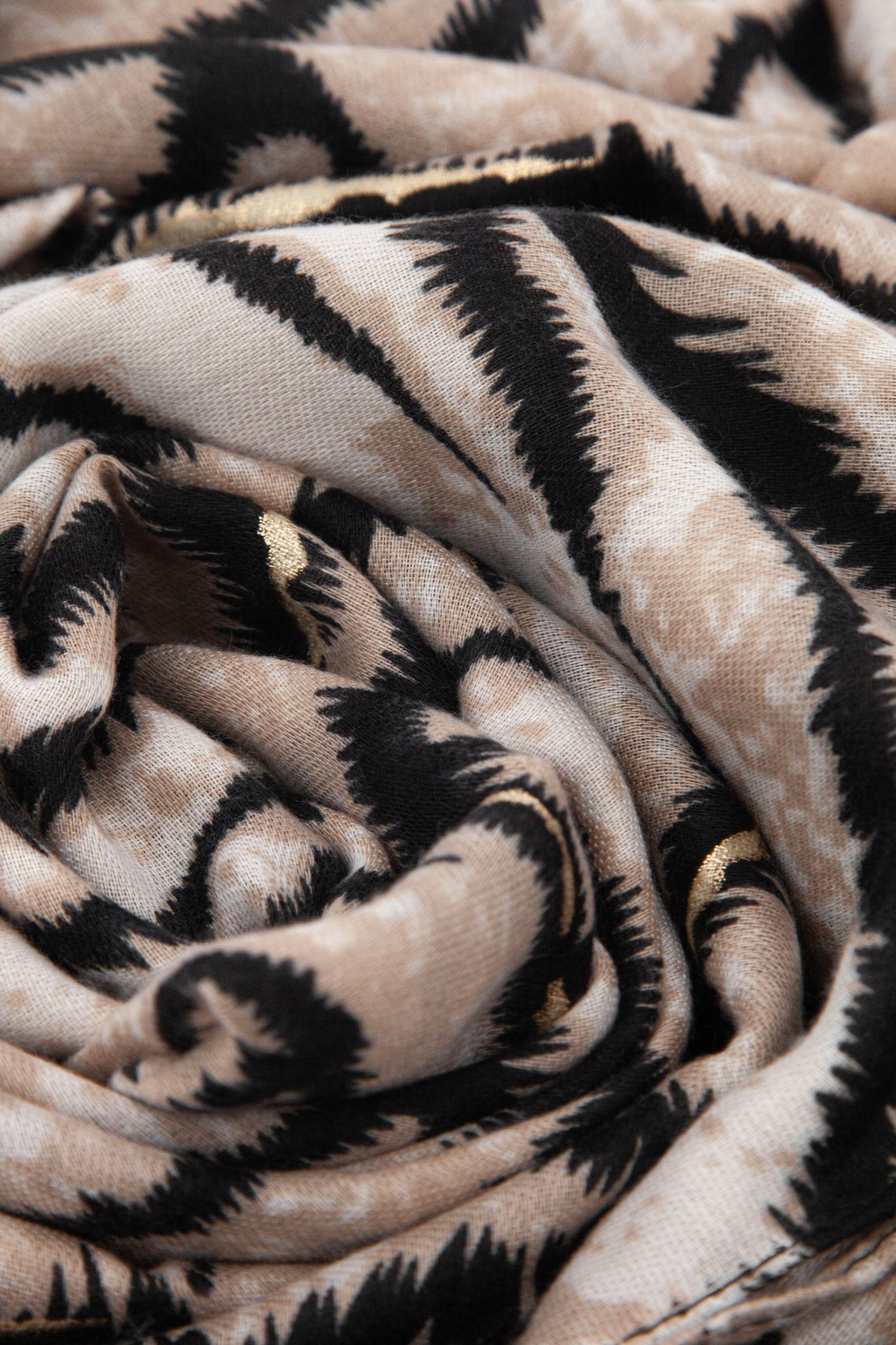 Cream Tiger Stripe Lightweight Foil Scarf, Image 2 of 3