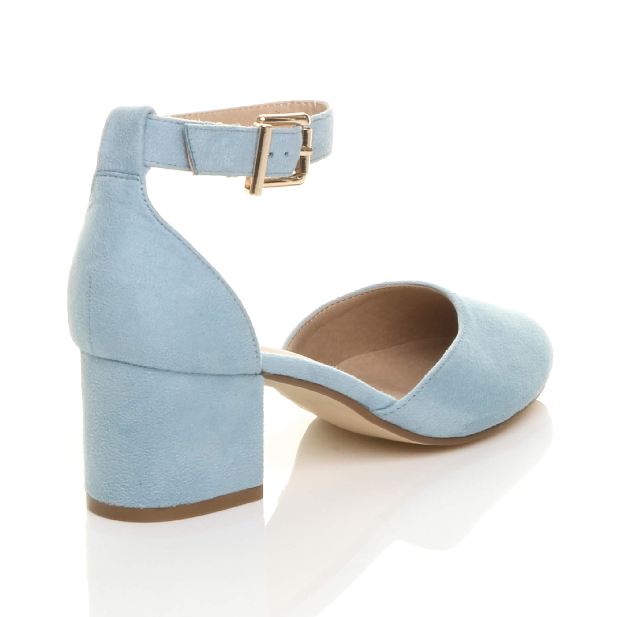 Light Blue AJVANI Light Blue Mid Block Heel Ankle Strap 2 Part Heels, Image 4 of 6