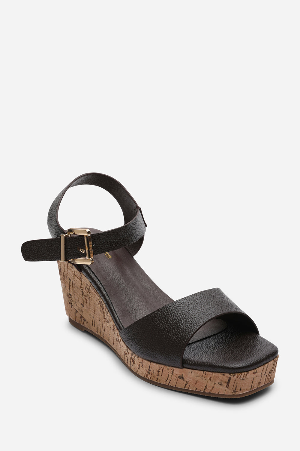 Dark Brown Where's That From Dark Brown Giselle Cork Platform Wedge, Image 3 of 5