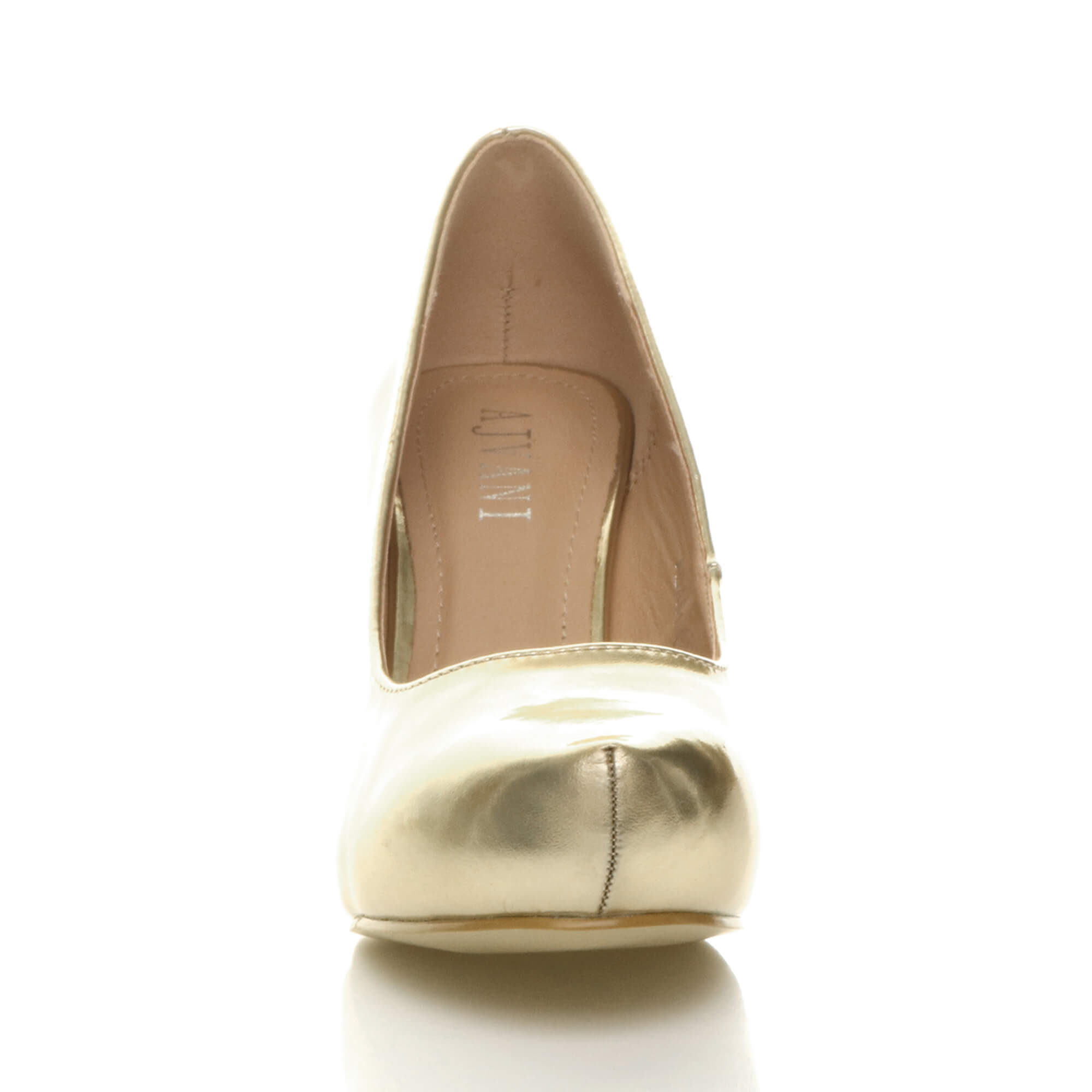 Gold Mid High Heel Court Shoes, Image 6 of 8
