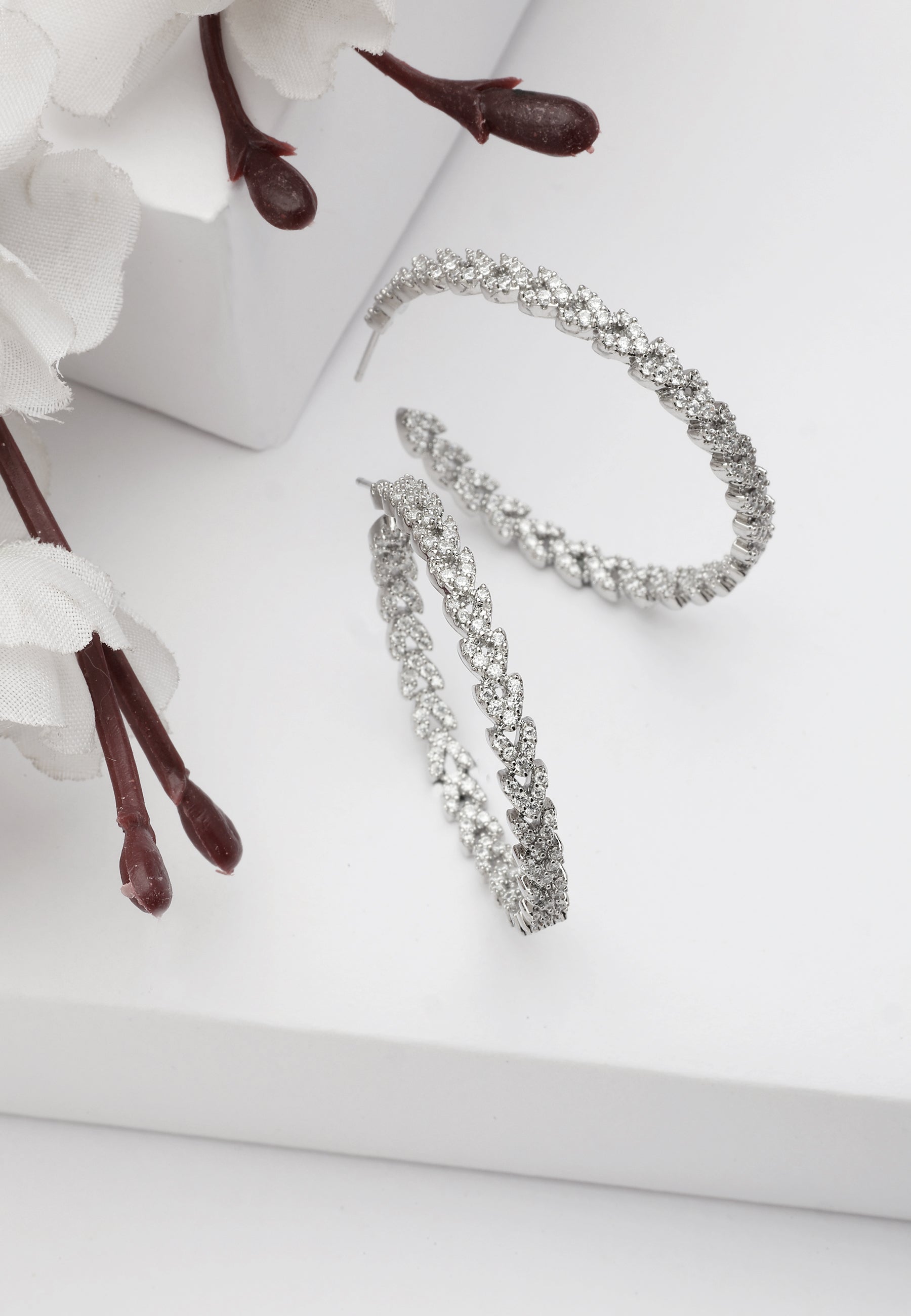 Silver Diva Twinkling Small Hoops, Image 2 of 5