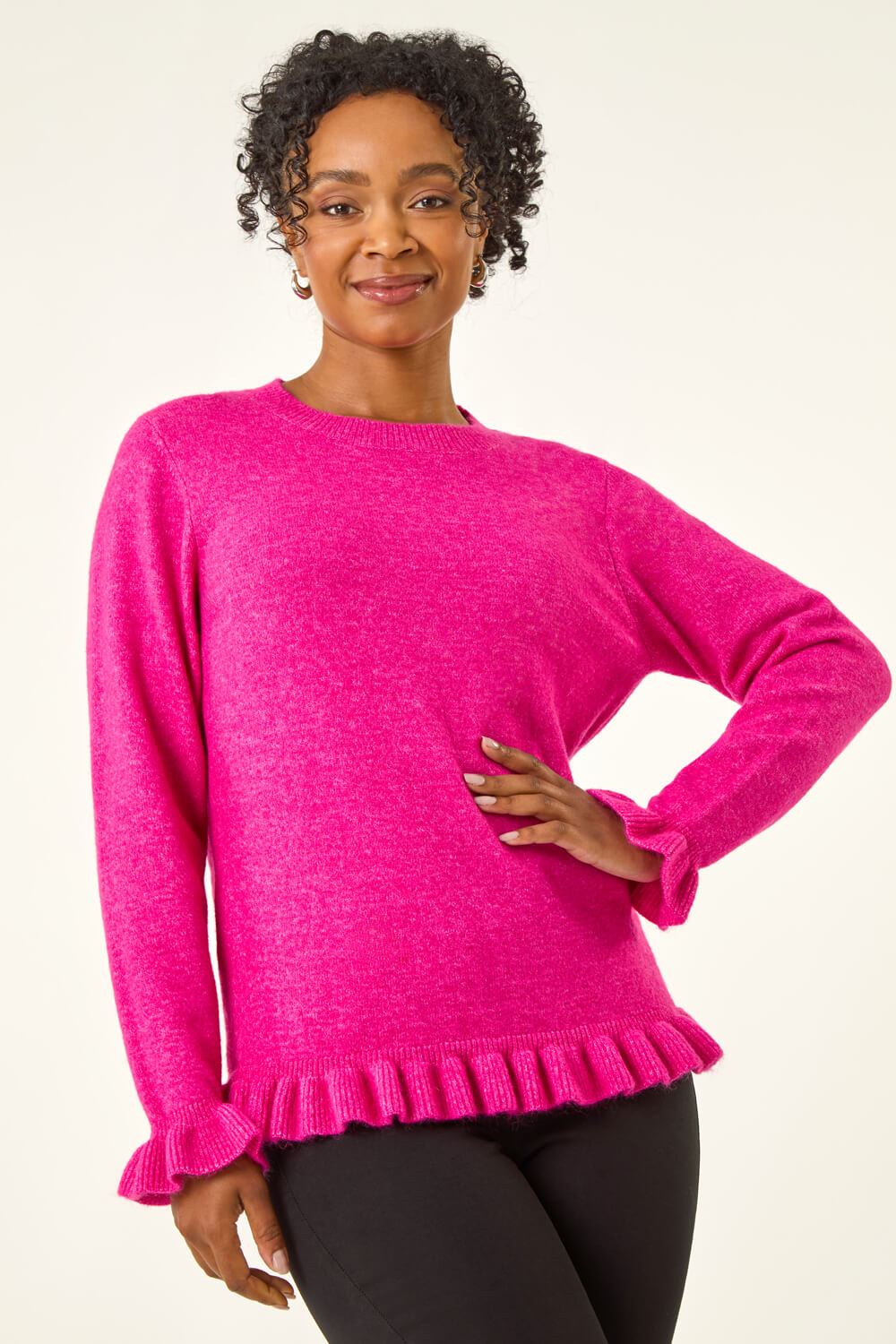 PINK Petite Flute Hem Knit Jumper, Image 5 of 5