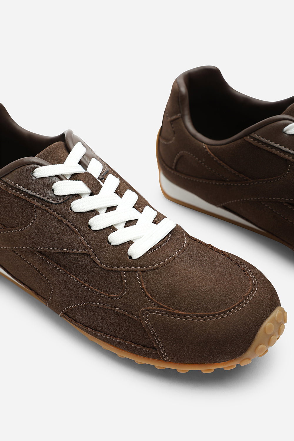Brown Where's That From Brown Marleigh Suede Retro Runner Trainer, Image 5 of 6