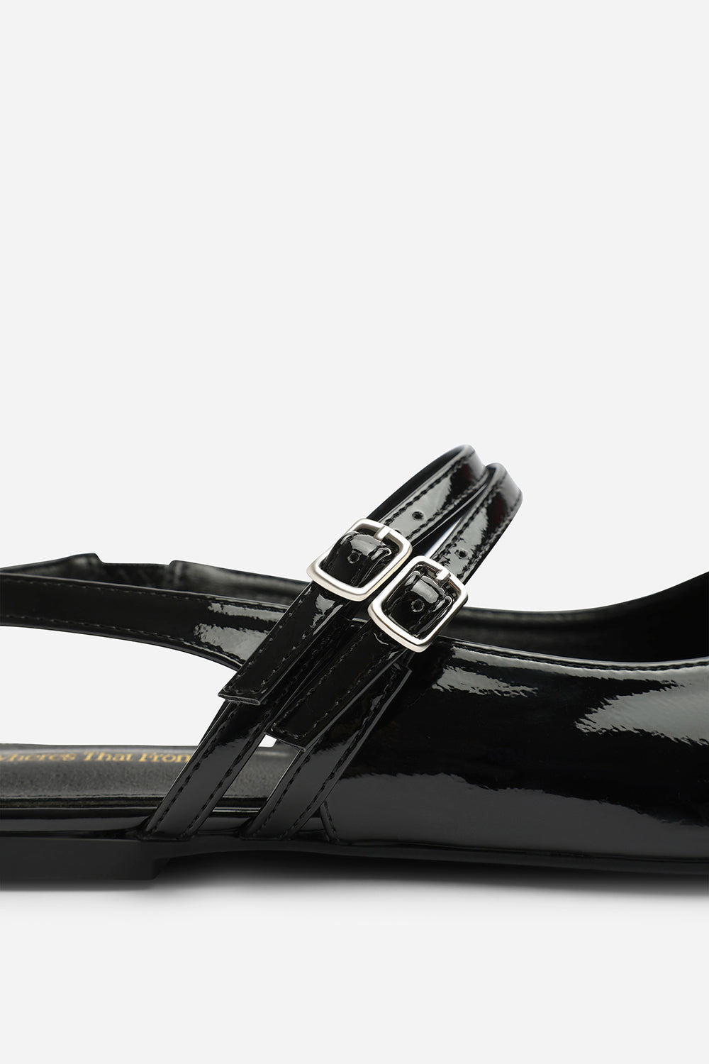 Black Alena Double Strap Backless Mary Jane Flats, Image 6 of 7