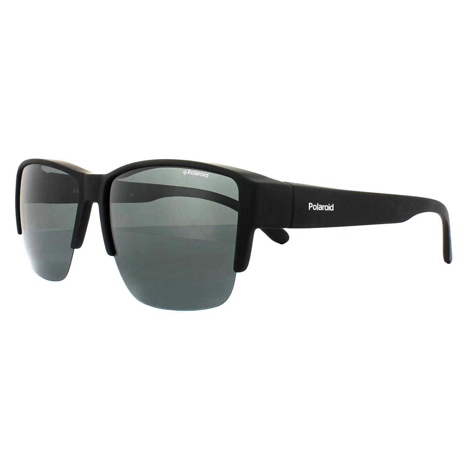 Suncovers Semi Rimless Matt Black Grey Polarized Sunglasses, Image 2 of 4