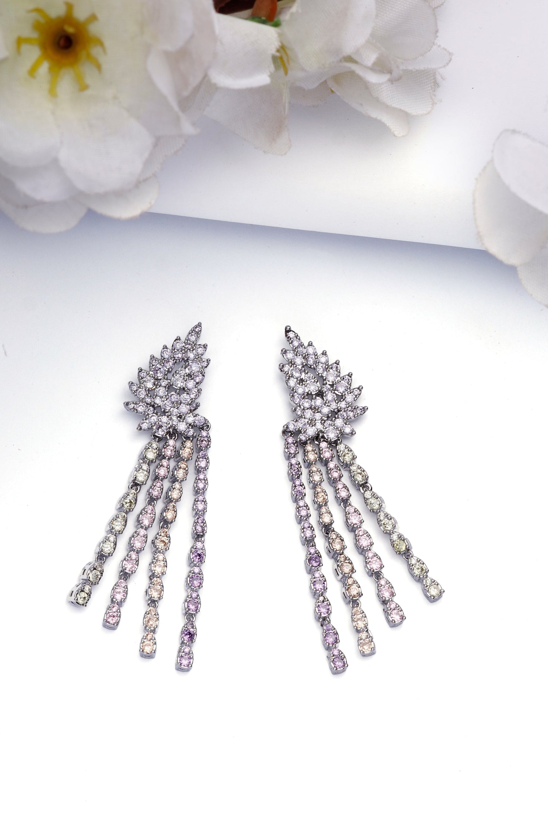 Purple Light Purple Tassel Earrings, Image 2 of 4