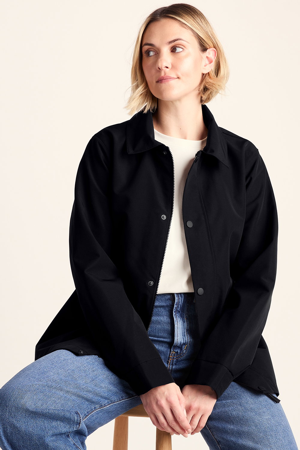Black Shea Waterproof Trench Coat, Image 2 of 6