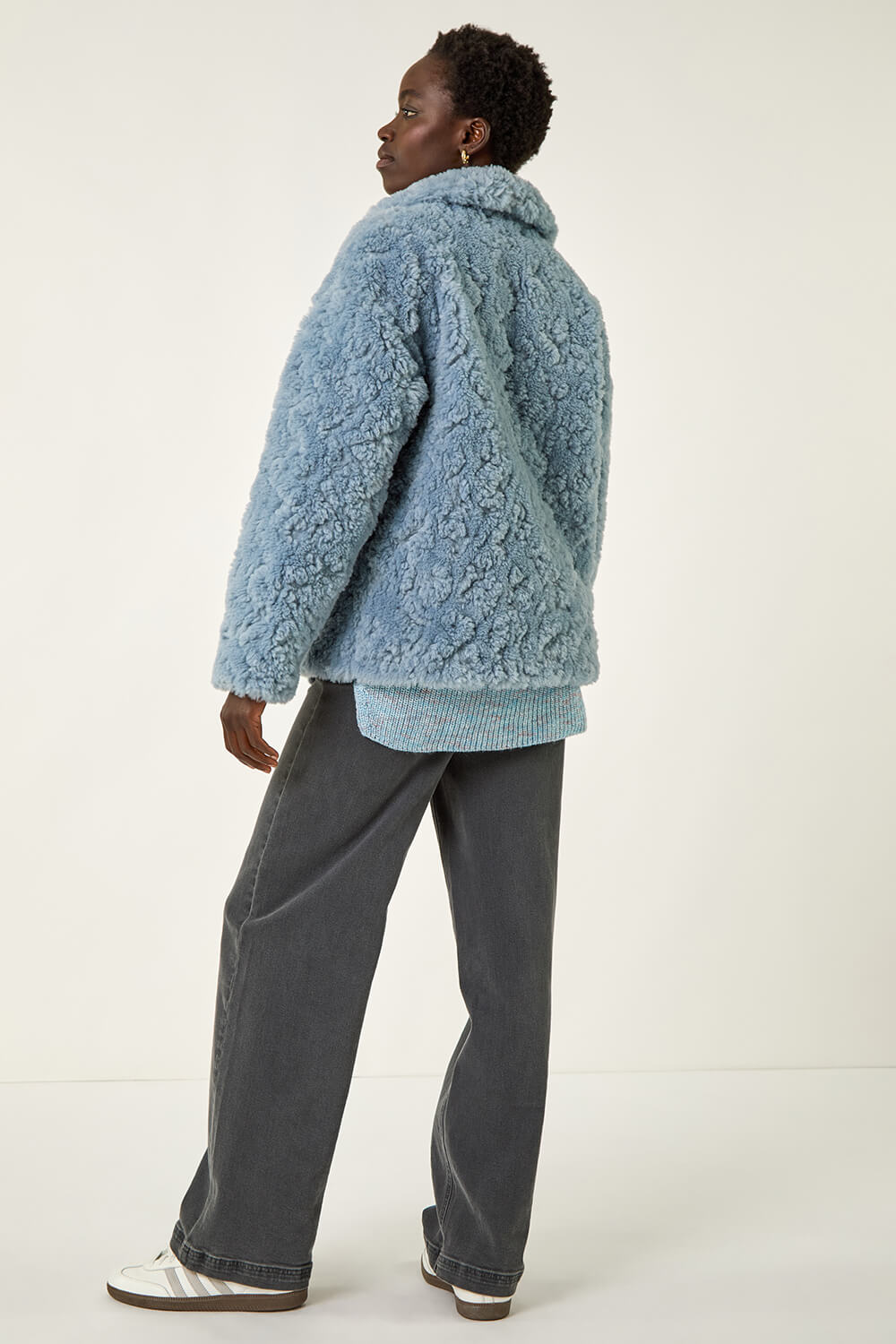 Light Blue Teddy Borg Jacket, Image 5 of 6