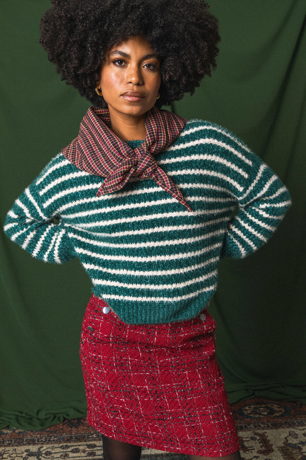 Roman Women's Forest Fluffy Stripe Knit Jumper Size 14