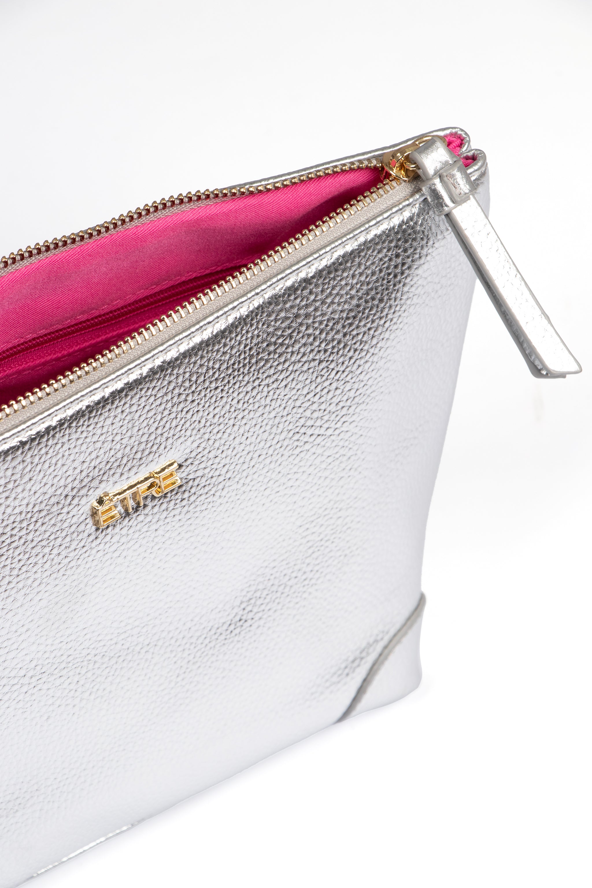 Silver Etre Silver Metallic Faux Leather Medium Wash Bag, Image 2 of 2