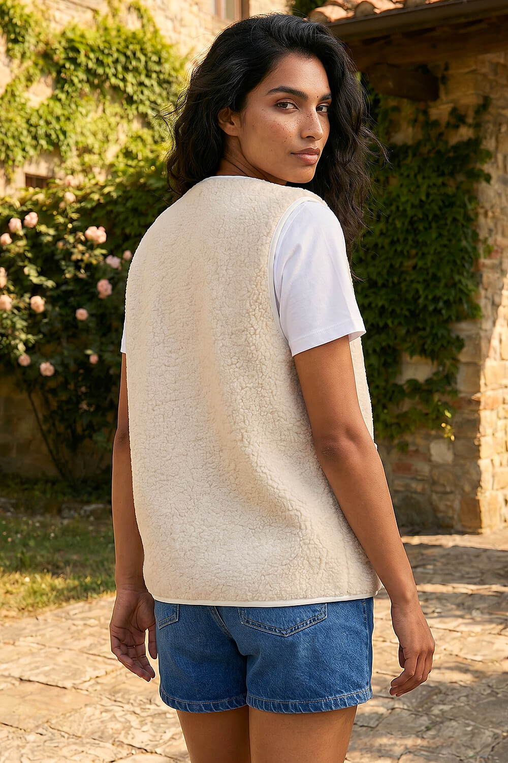 Ivory Fleece Pocket Gilet, Image 4 of 4