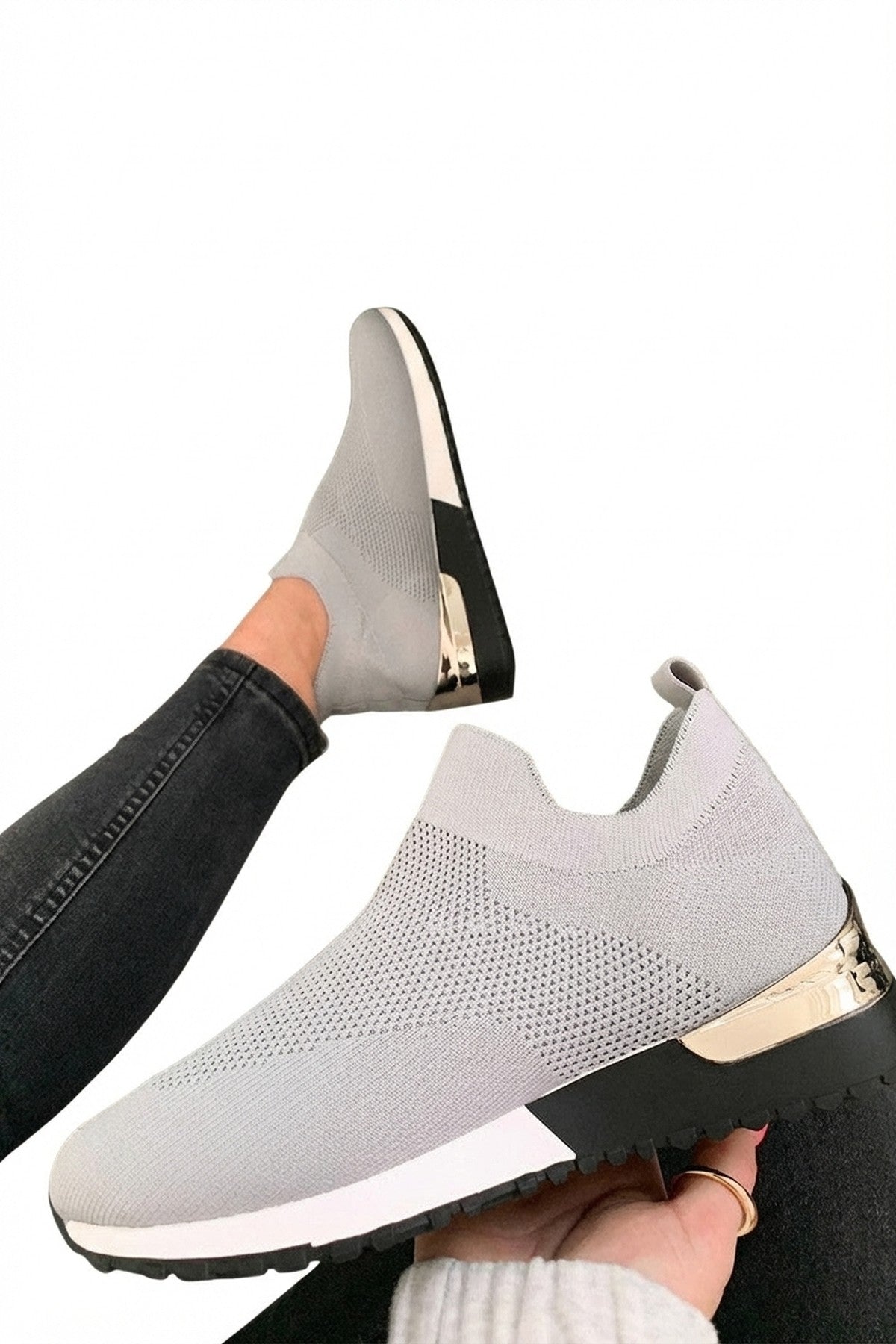 Pink Jessi Slip On Sock Wedge Trainers