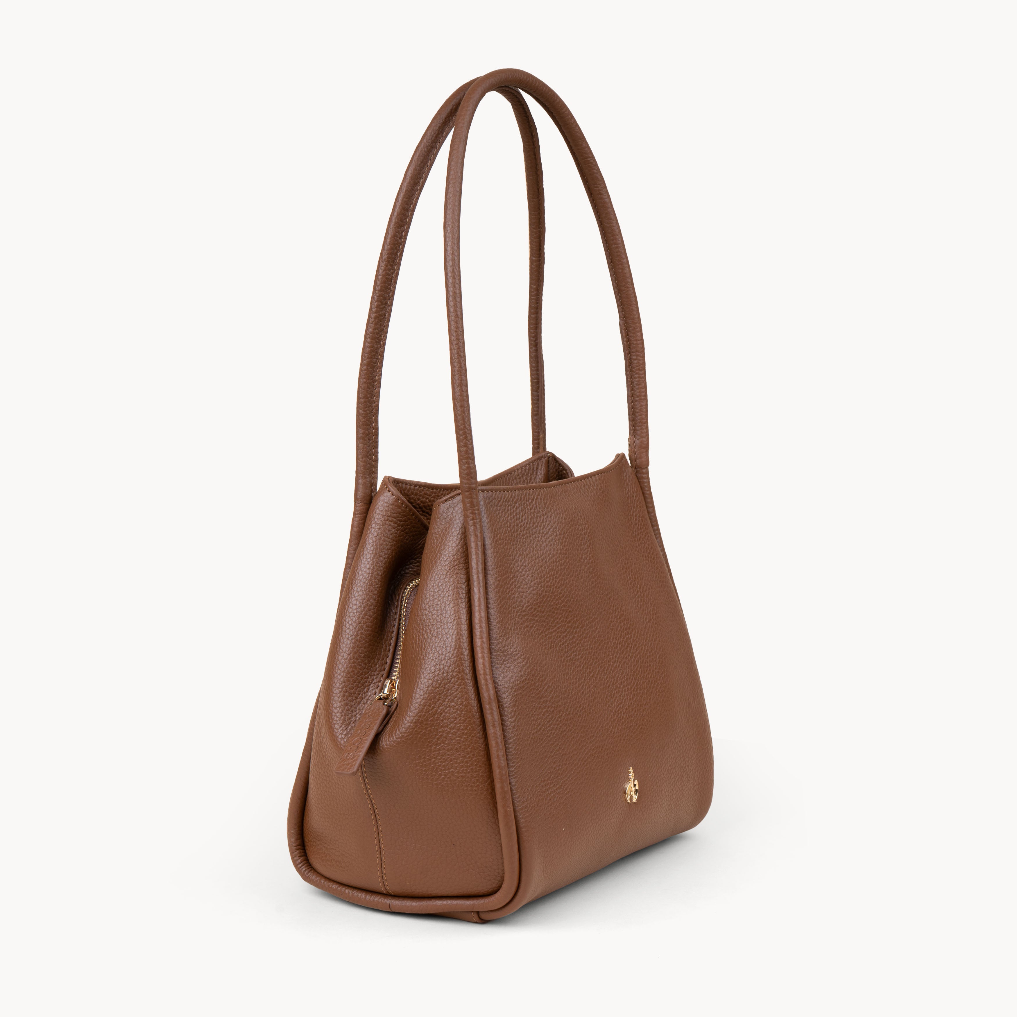 Tan 'DEBBIE' Pebble Grain Real Leather Shoulder Bag, Image 2 of 5