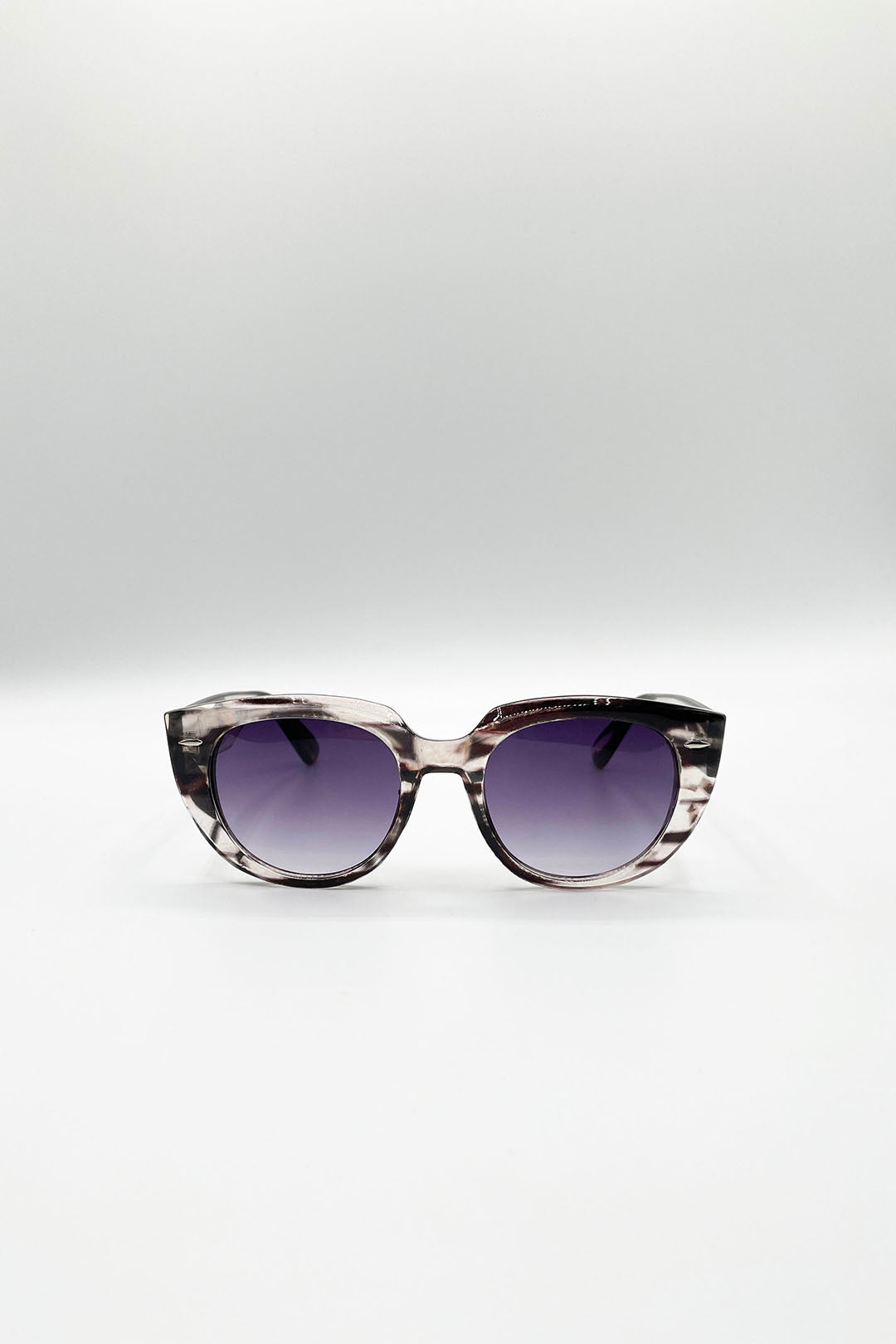 Black Round Stripe Cat Eye Sunglasses, Image 3 of 6