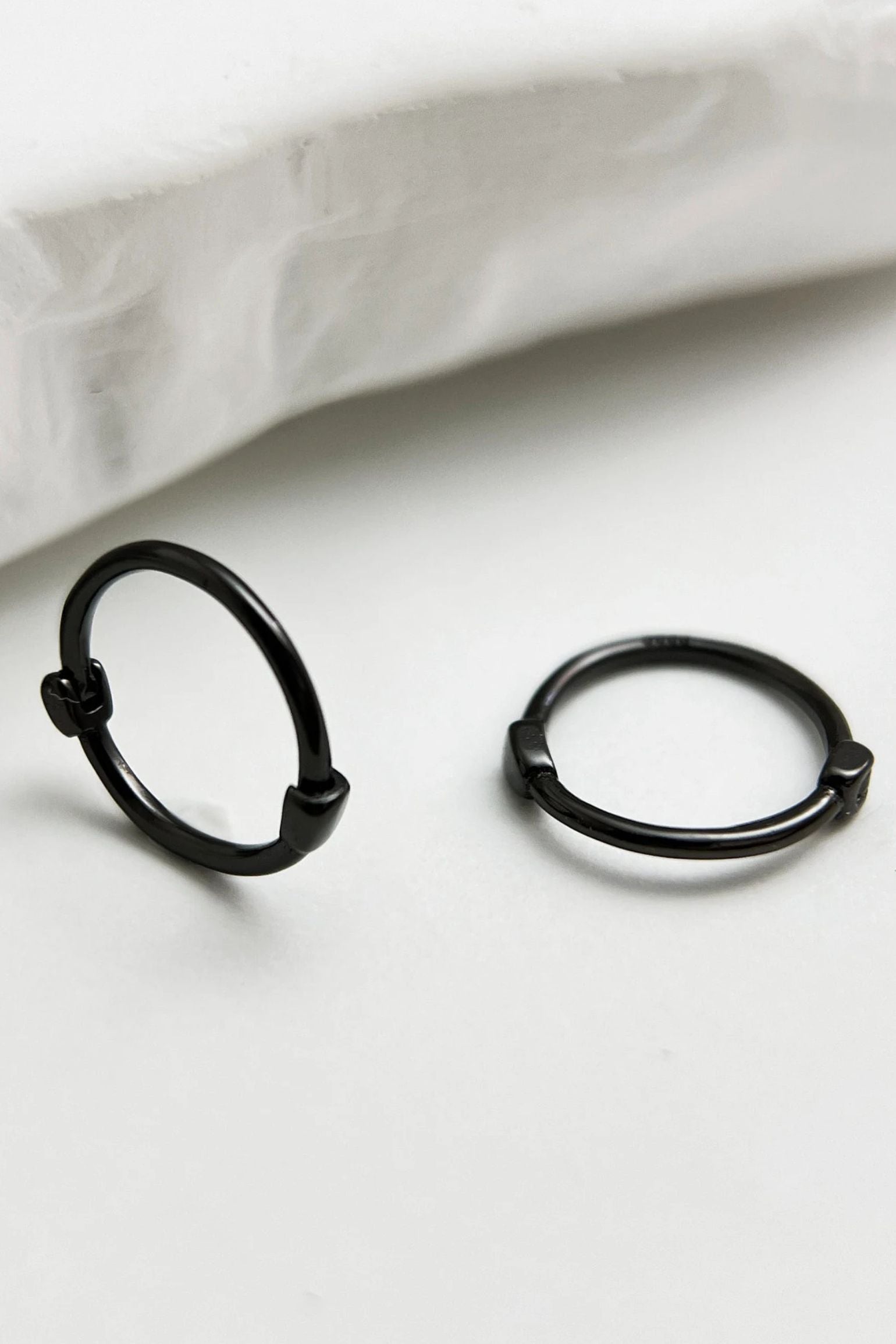 Black Black S999 Silver Huggie Hoops, Image 1 of 4
