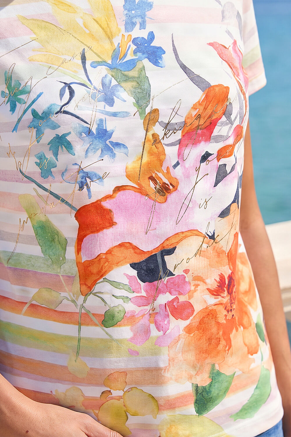 Pink Floral Stripe Top, Image 5 of 4