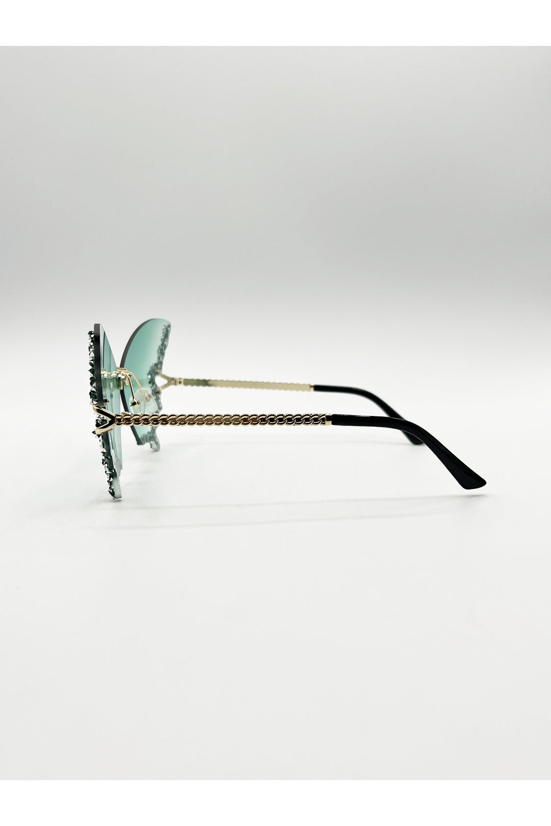 Green SVNX Green Butterfly Shaped Lens with Crystal Detail in Green, Image 3 of 3