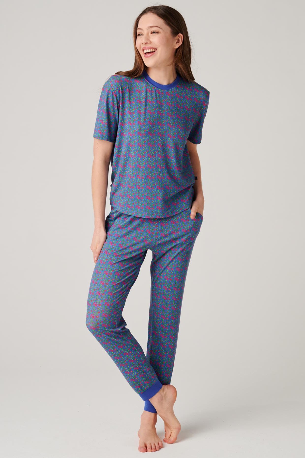 Blue "Boom Bloom!" Bamboo Pyjama Set