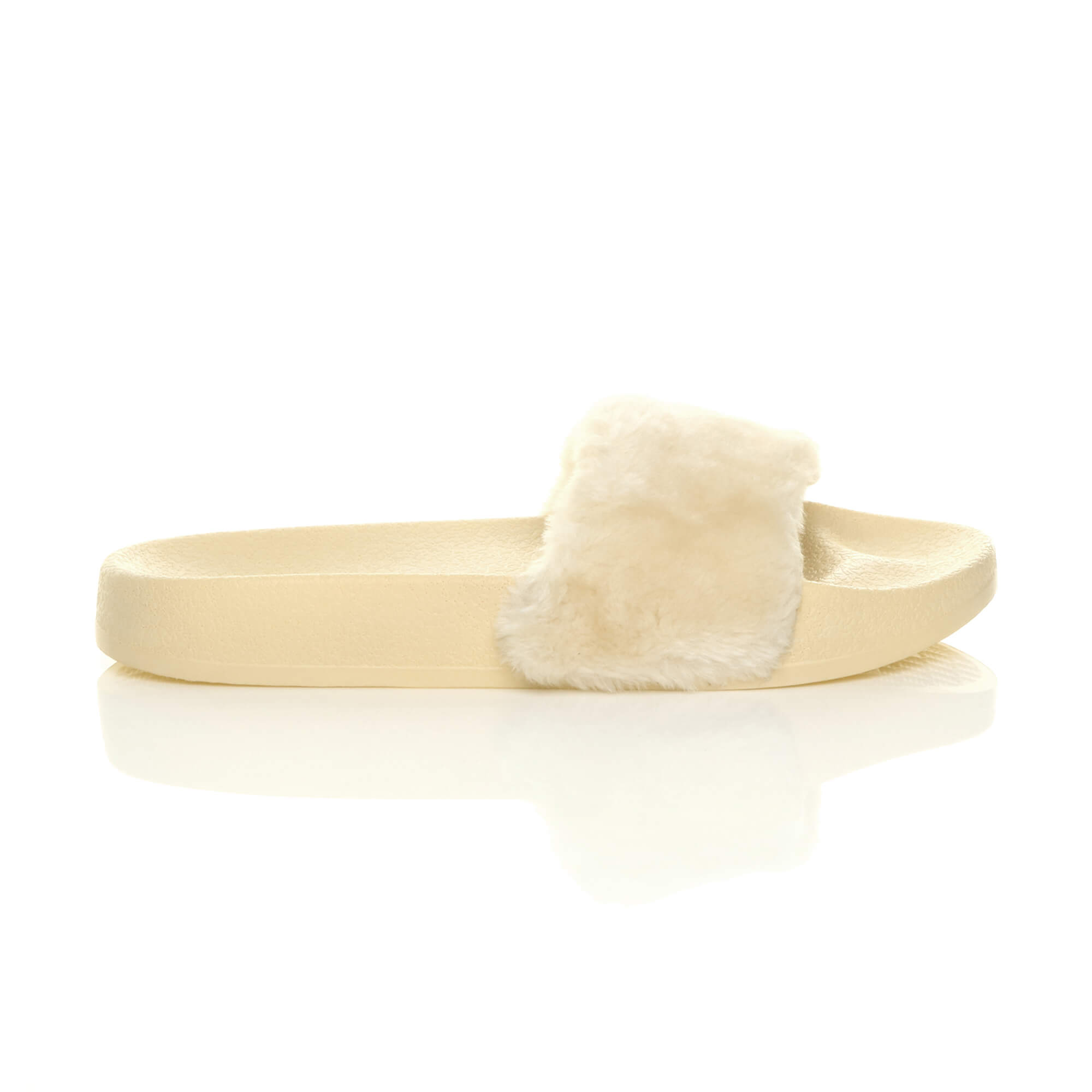 Beige Faux Fur Flip Flop Sandals Slides, Image 2 of 7