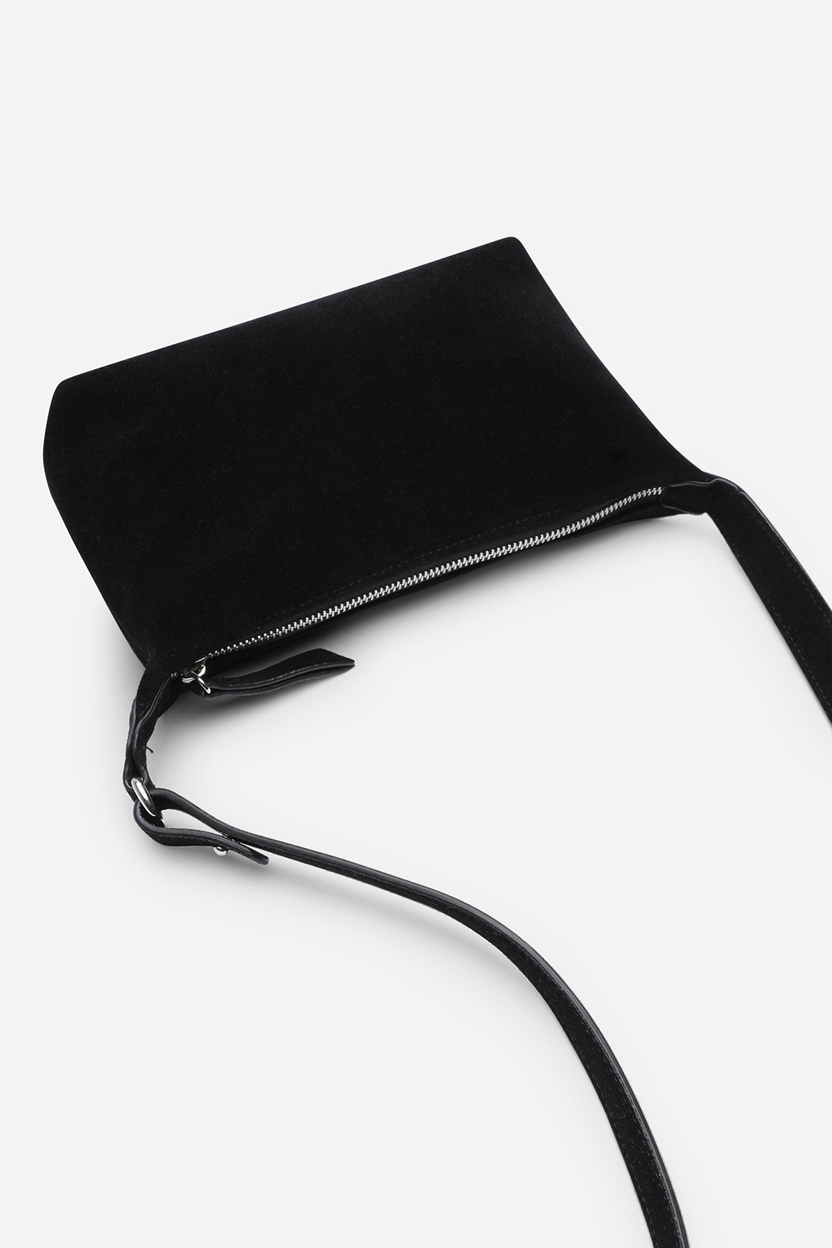 Black 'Carmela' Suede Finish Sling Handbag with Adjustable Shoulder Strap, Image 2 of 5