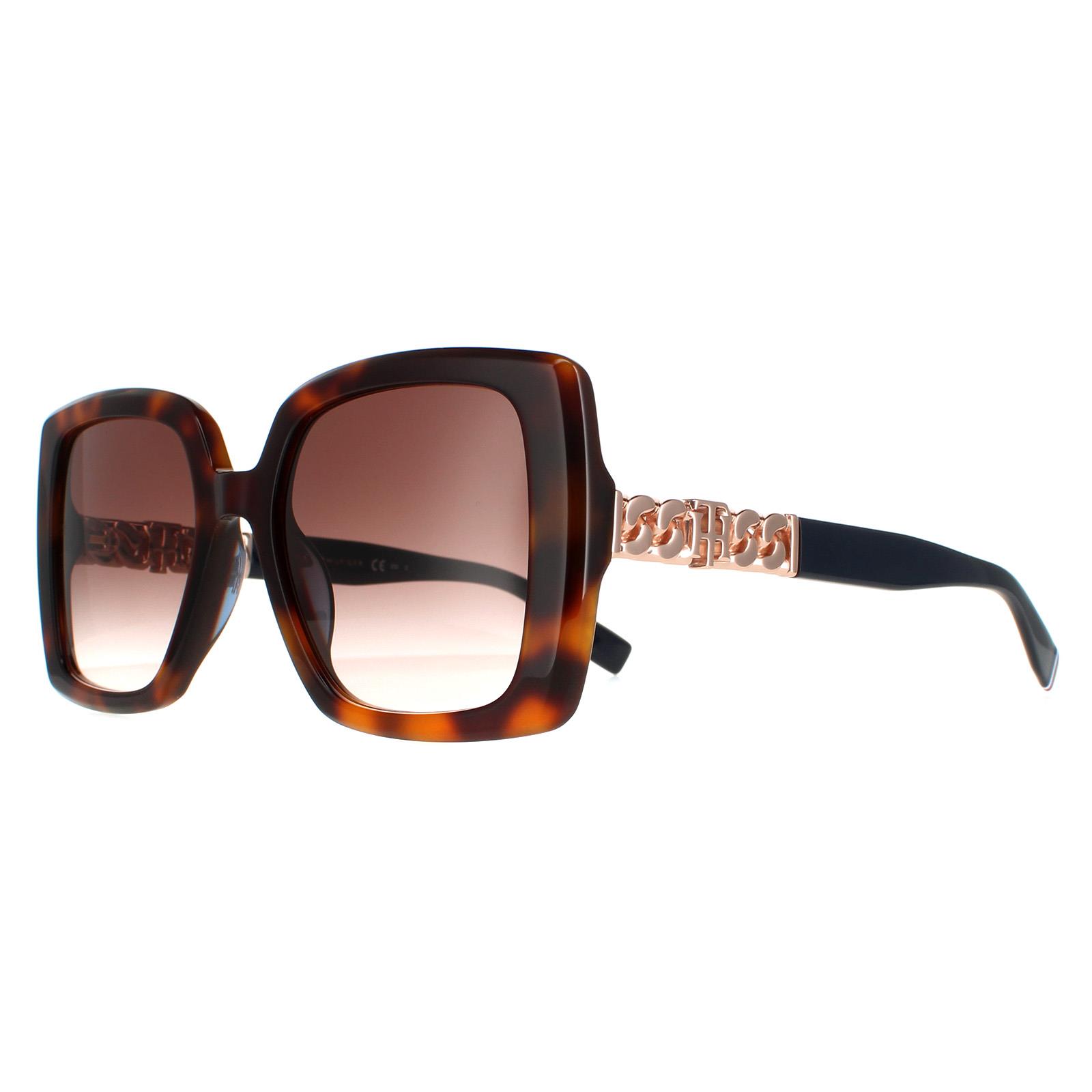 Brown Tommy Hilfiger Brown Square Havana Brown Gradient TH 1894/S, Image 2 of 4