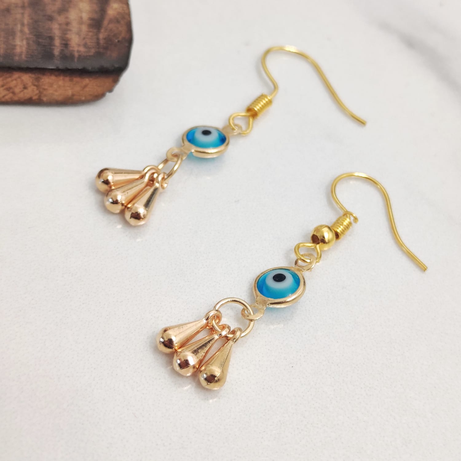 Silver Evil Eye Dangle Drop Earrings, Image 5 of 5
