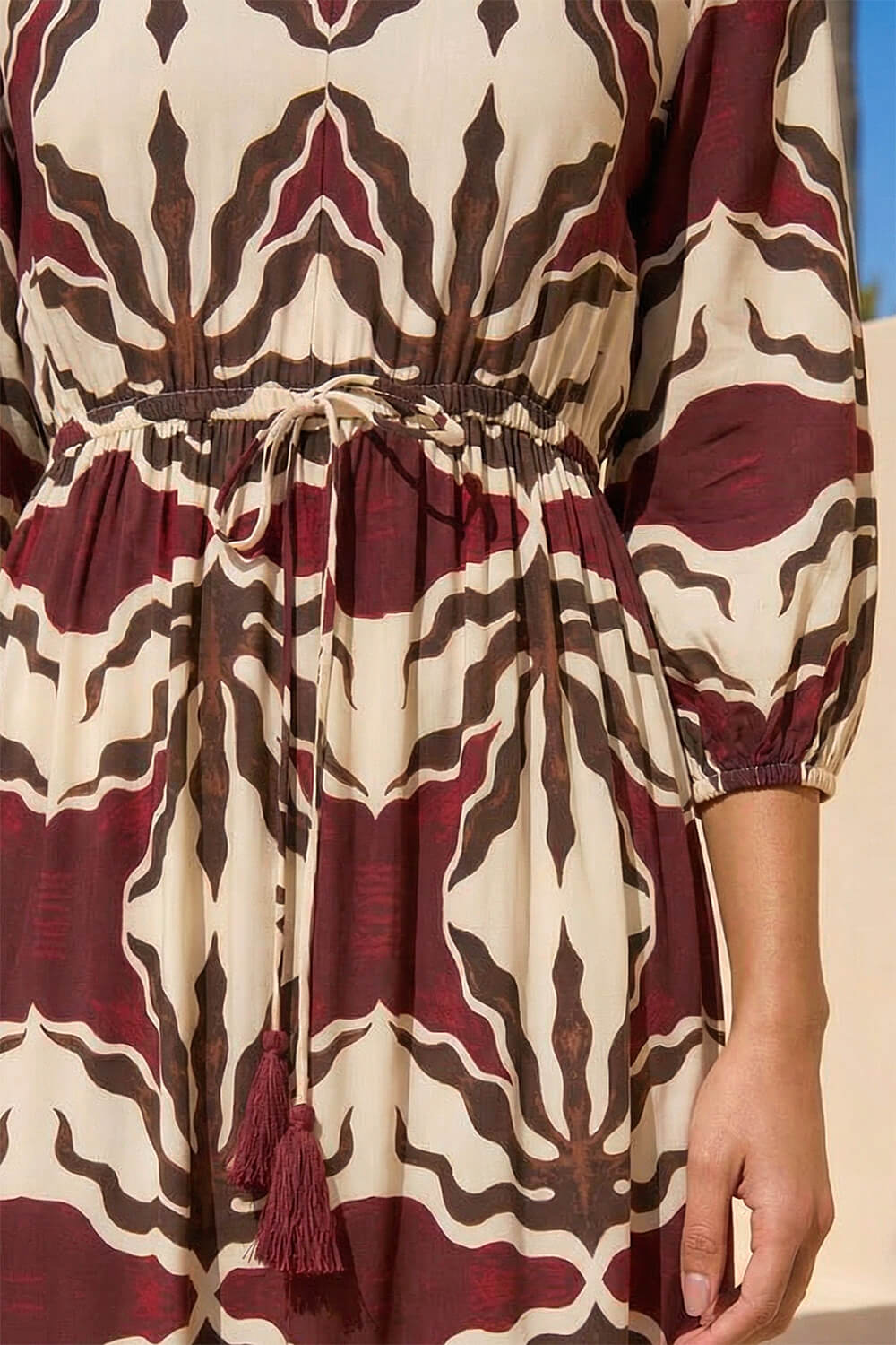 Chocolate Petite Abstract Print V-Neck Midi Dress, Image 5 of 4