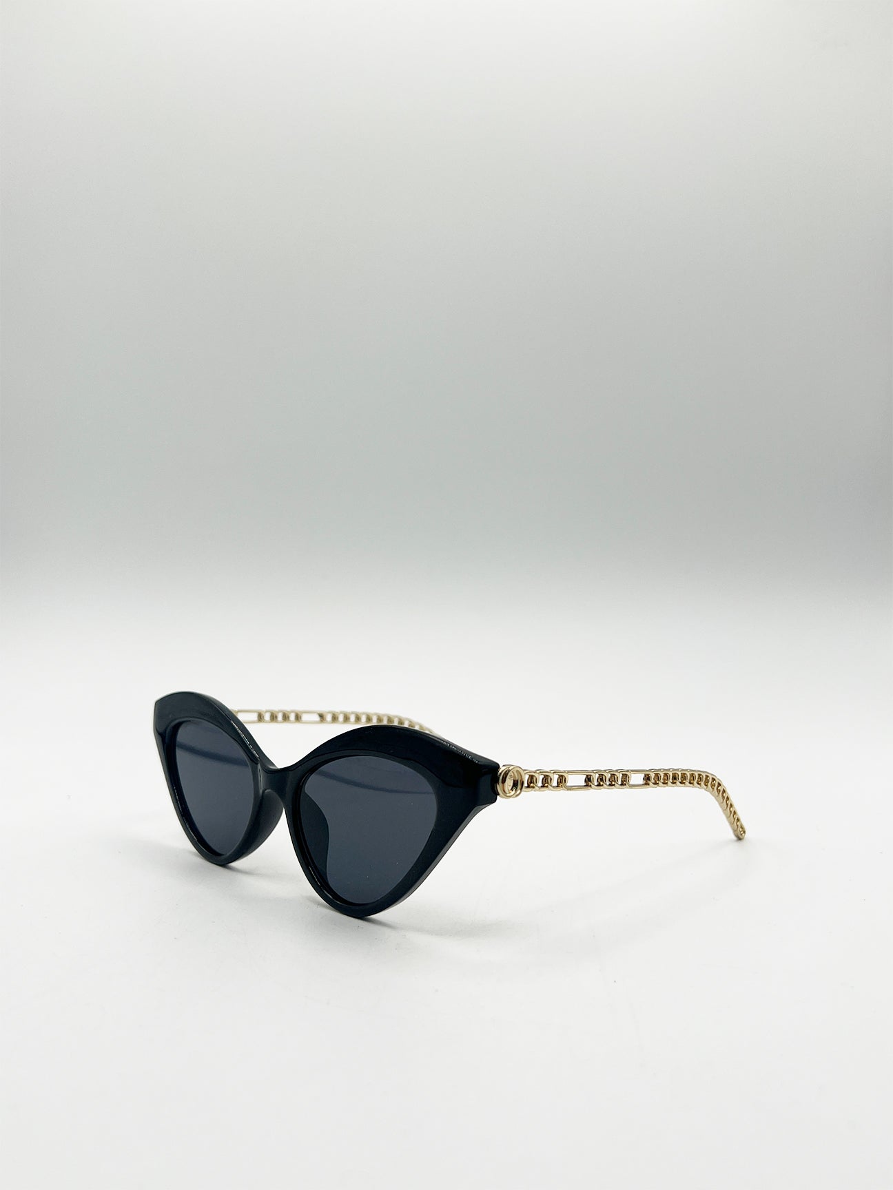Black Cat-Eye Sunglasses in Black, Image 3 of 6