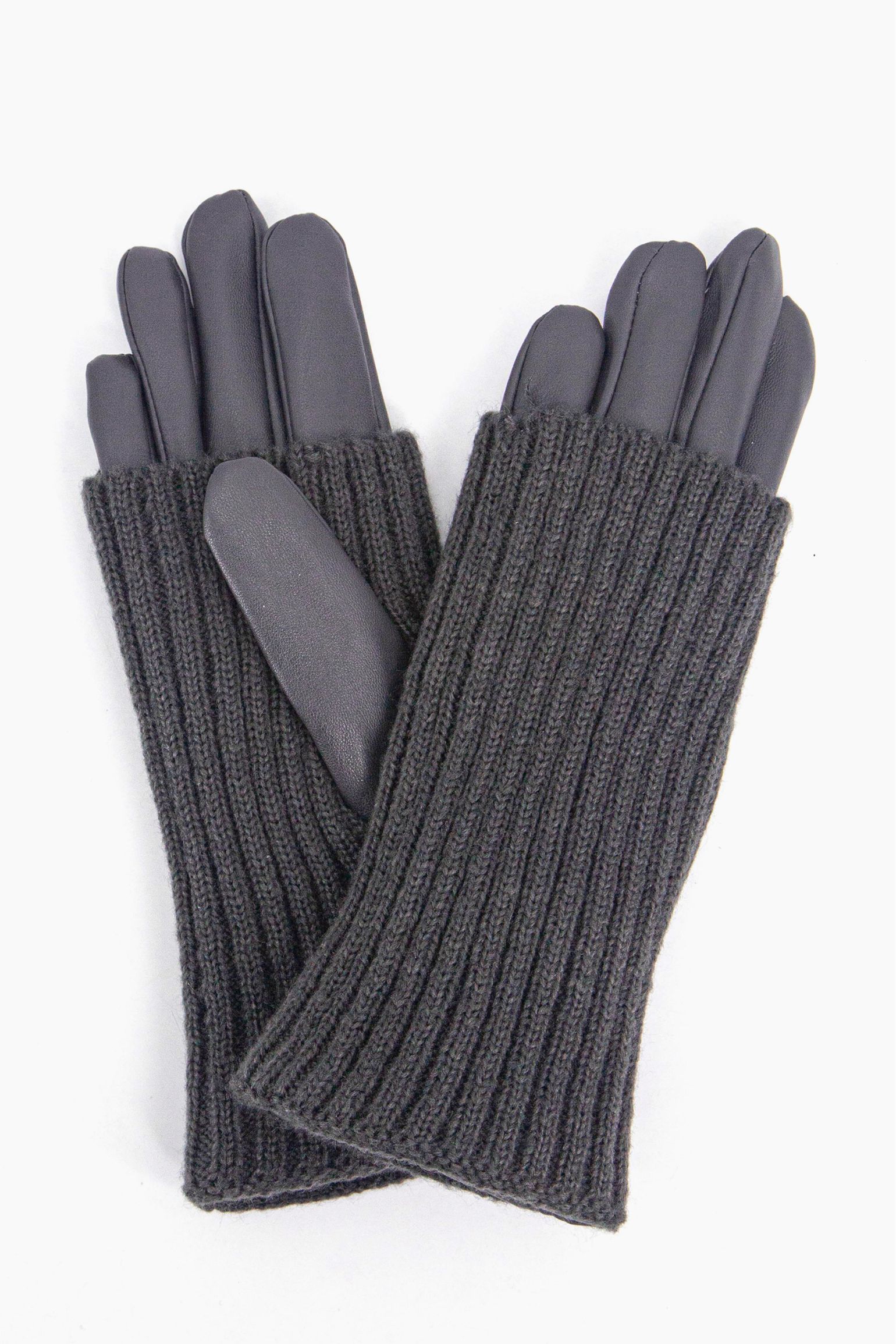 Grey Folding Cuff Winter Gloves, Image 2 of 3
