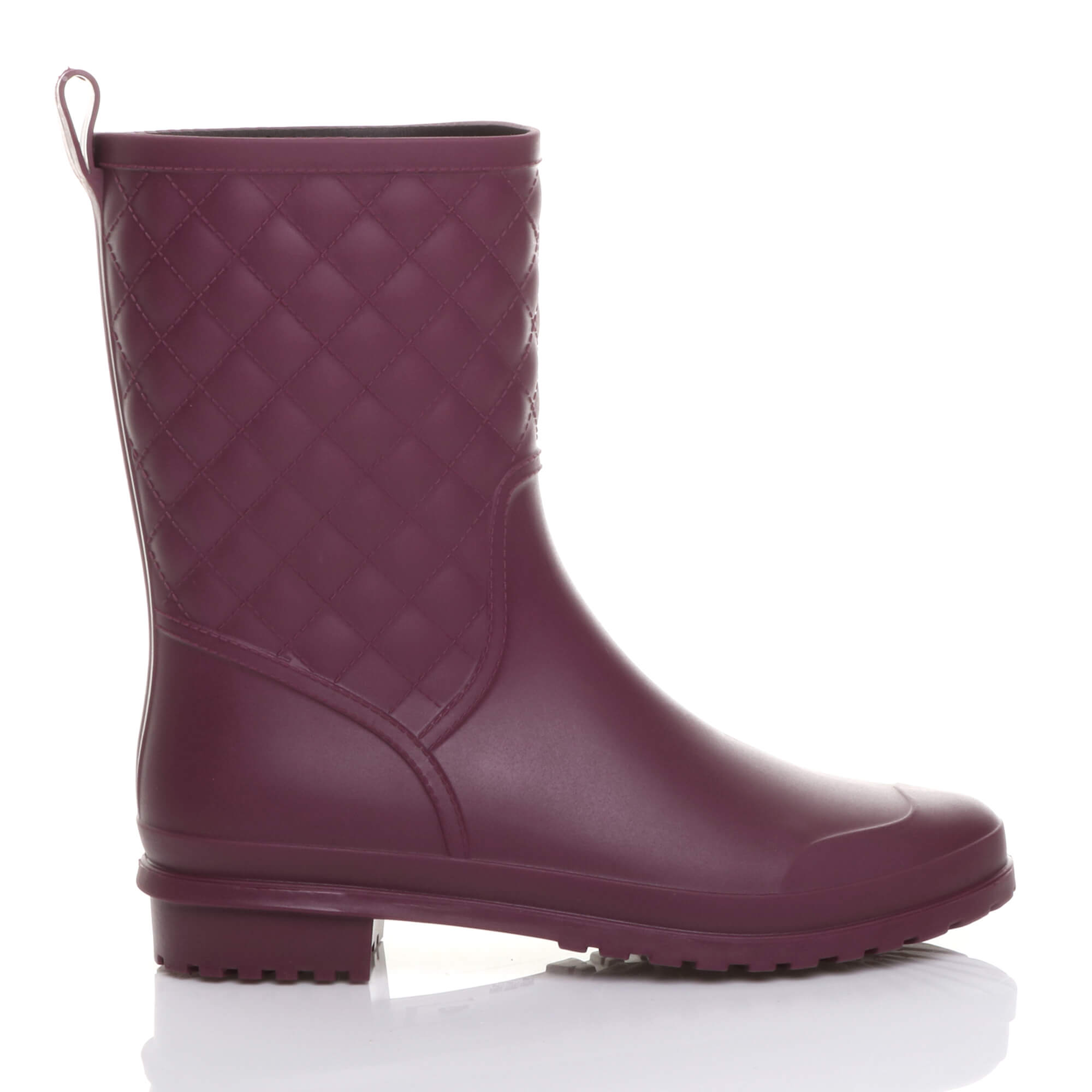 Burgundy AJVANI Burgundy Waterproof Wellingtons Quilted Ankle Boots Wellies, Image 5 of 6