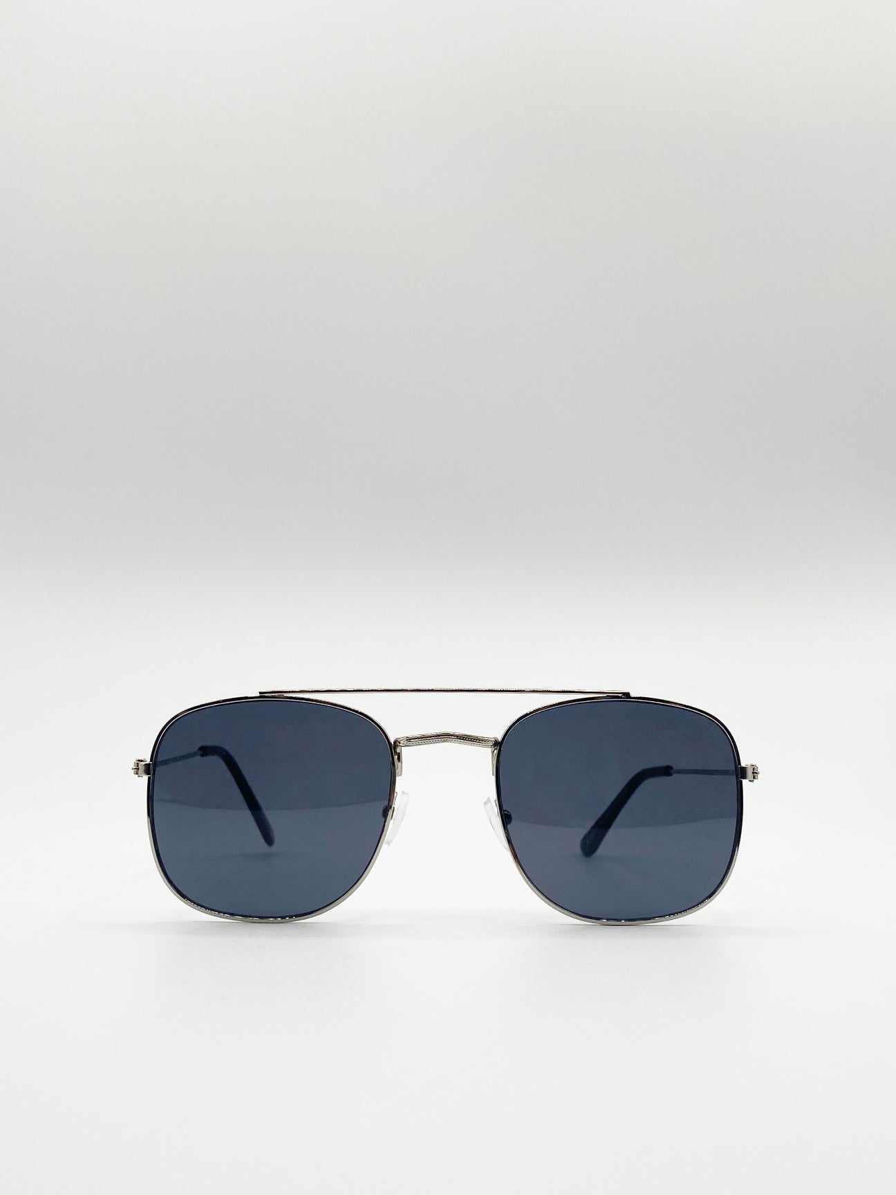 Silver Aviator Style Double Bridge Sunglasses, Image 1 of 4