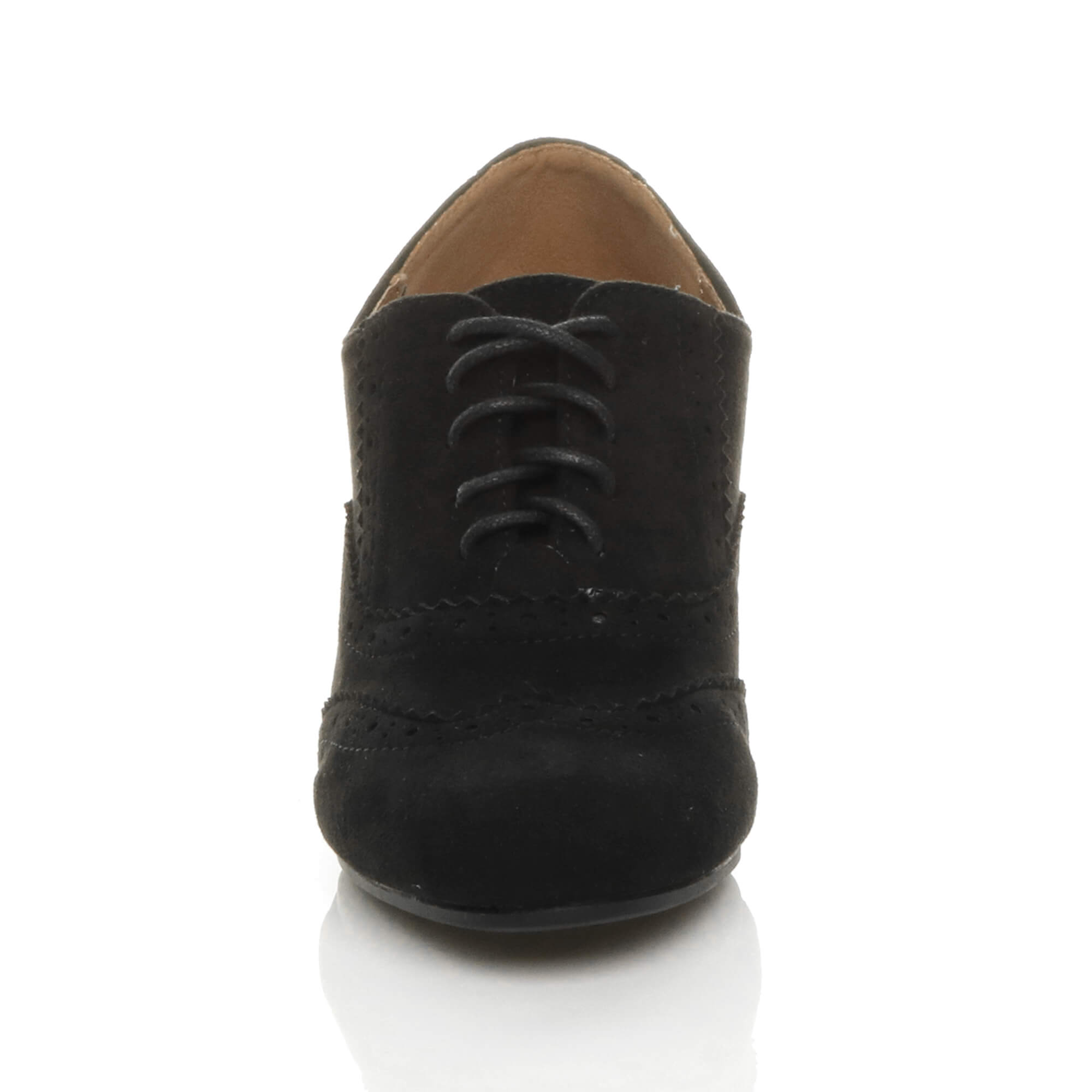 Black AJVANI Black Mid Cuban Heel Brogue Ankle Boots, Image 6 of 6