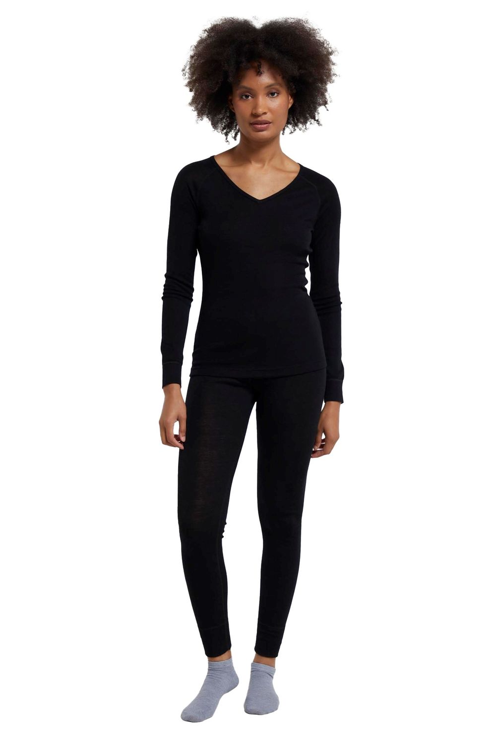 Black Merino Wool V Neck Top, Image 4 of 4
