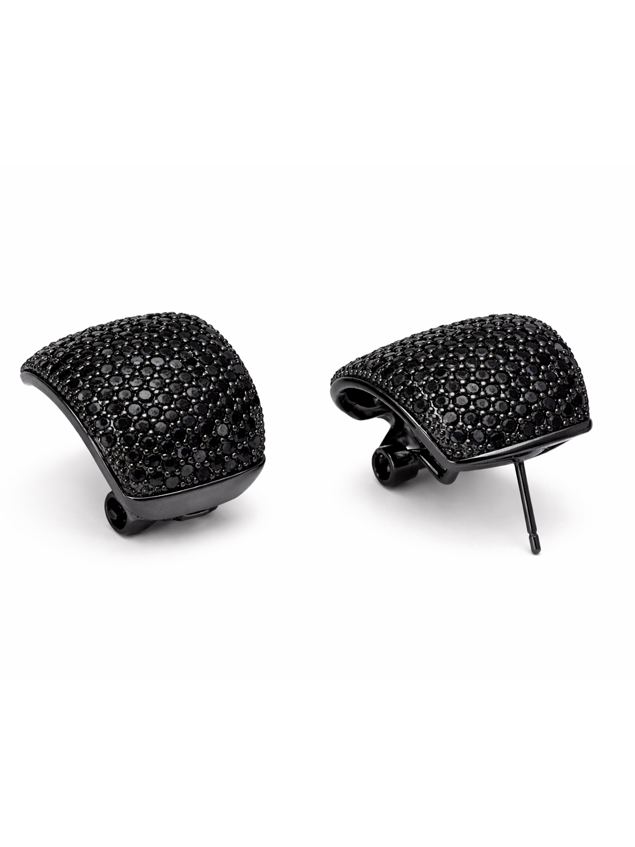 Black Pavé Dome Stud Earrings, Image 2 of 3