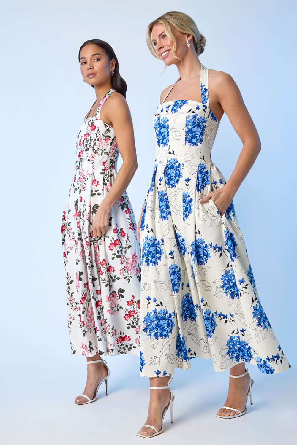 Ivory Petite Floral Stretch Midi Dress, Image 7 of 6
