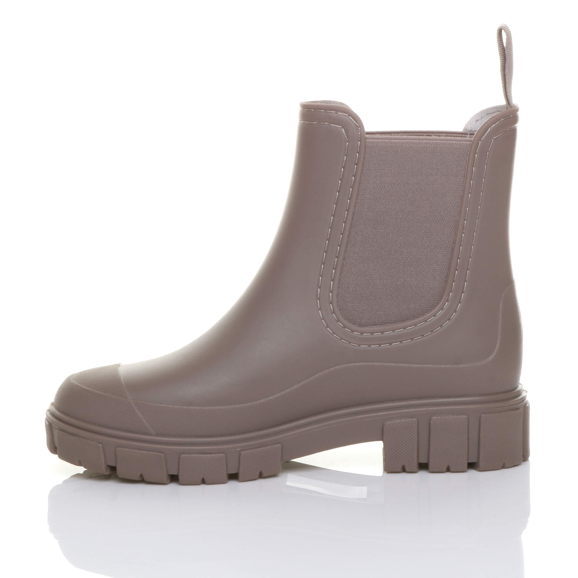 Taupe Wellies Chelsea Ankle Boots Wellingtons, Image 3 of 6