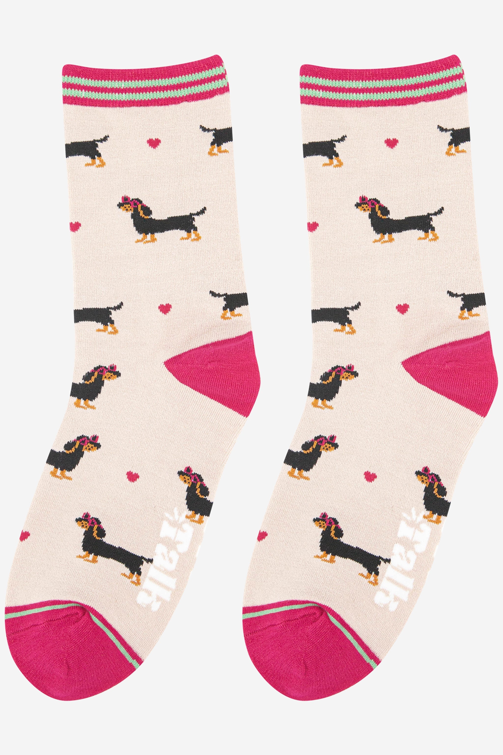 Cream Sausage Dogs Sunglasses Bamboo Socks, Image 5 of 5