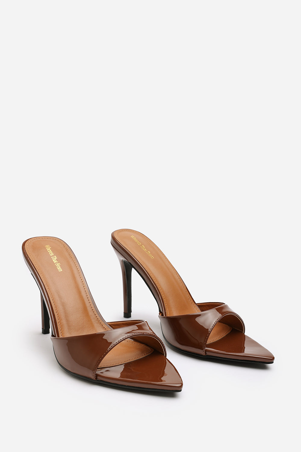 Brown 'Tasha' Open Toe Stiletto Mules, Image 4 of 6