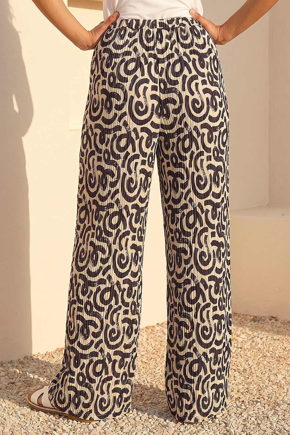 Ivory  Dusk Wave Plisse Wide Leg Trouser, Image 4 of 4