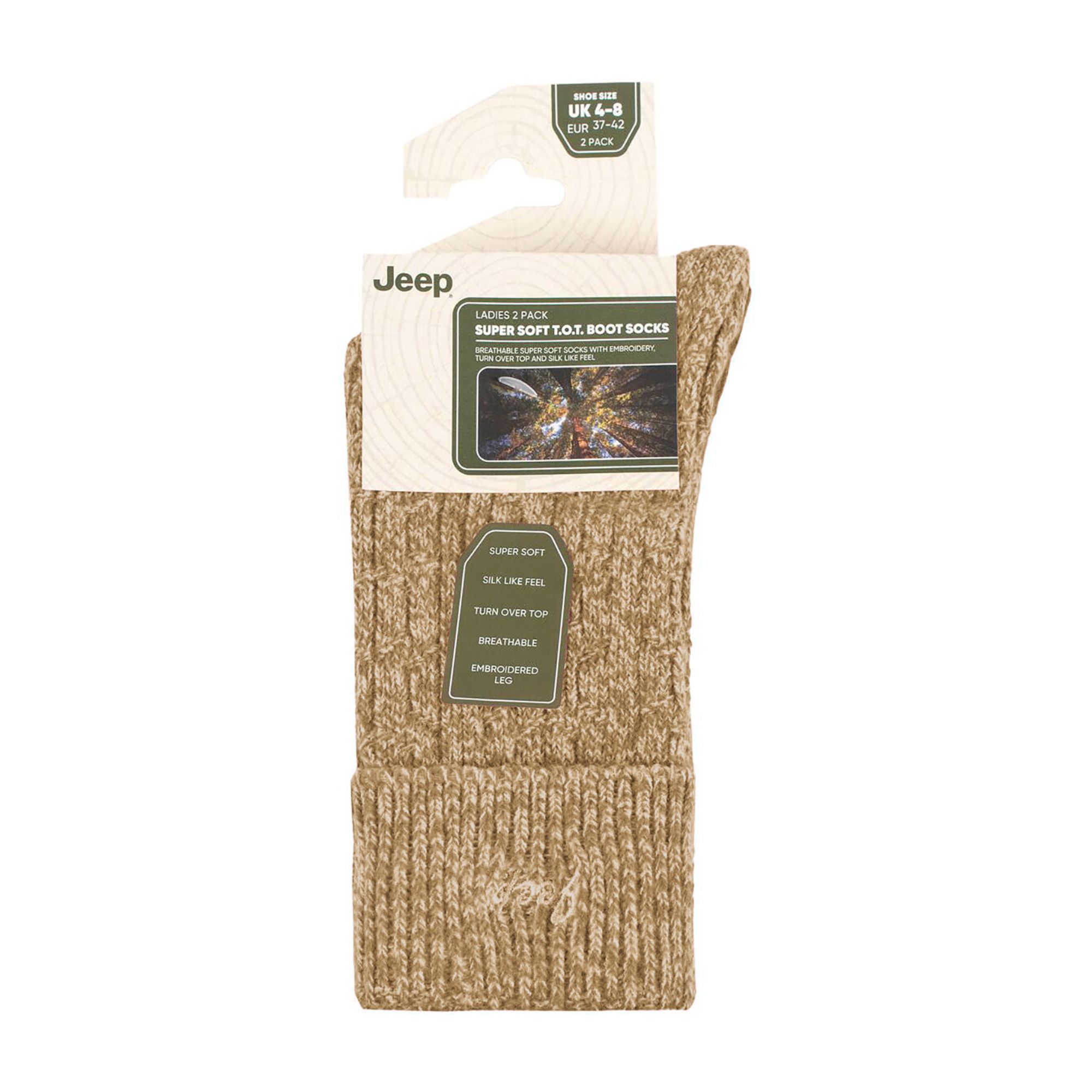 Beige 2 Pack Super Soft Boot Socks, Image 3 of 3