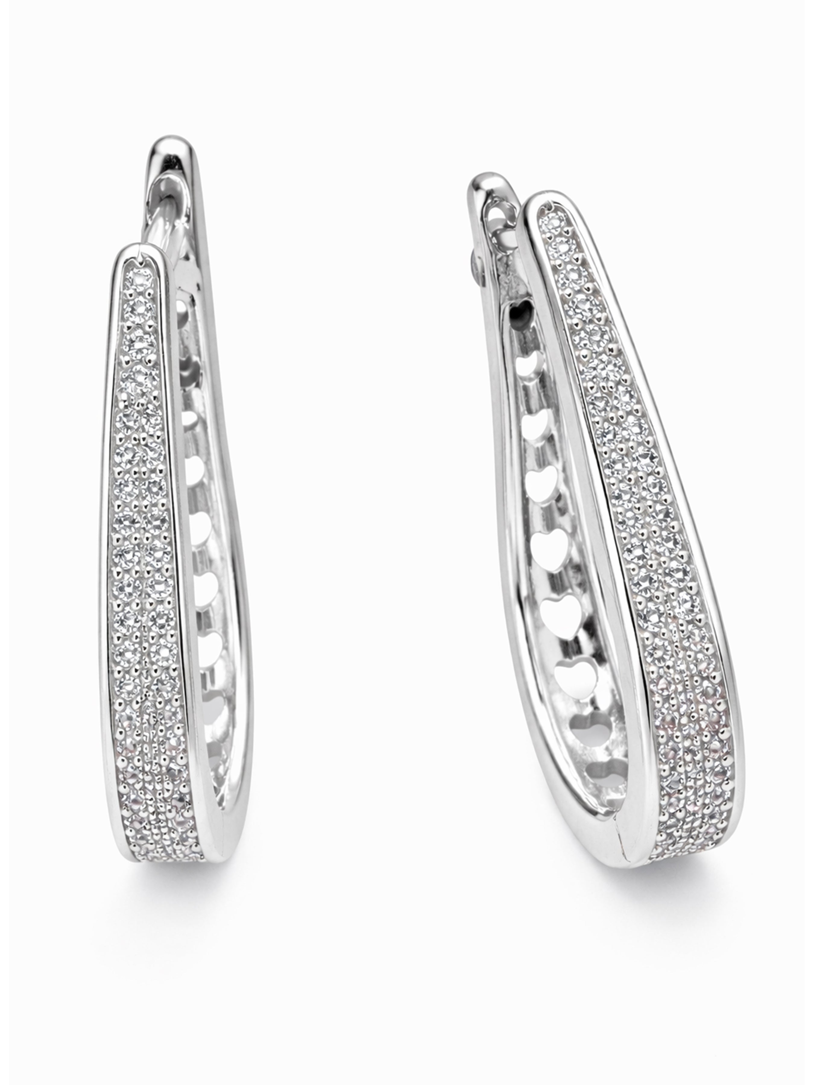 Silver AVANT-GARDE PARIS Silver Slim Pavé Hoop Earrings, Image 1 of 3