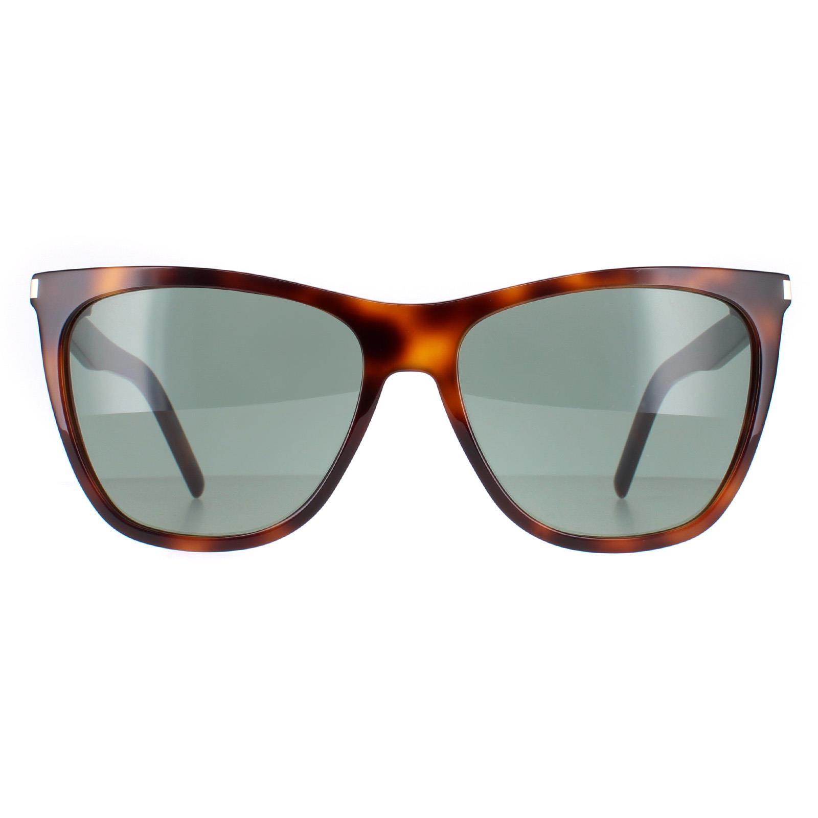 Brown Saint Laurent Brown Square Shiny Medium Havana Solid Green SL 526, Image 1 of 4