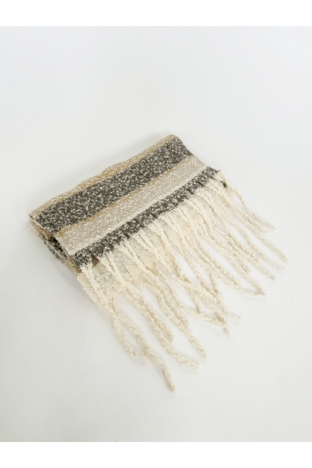 Cream Chunky Striped Scarf, Image 5 of 5