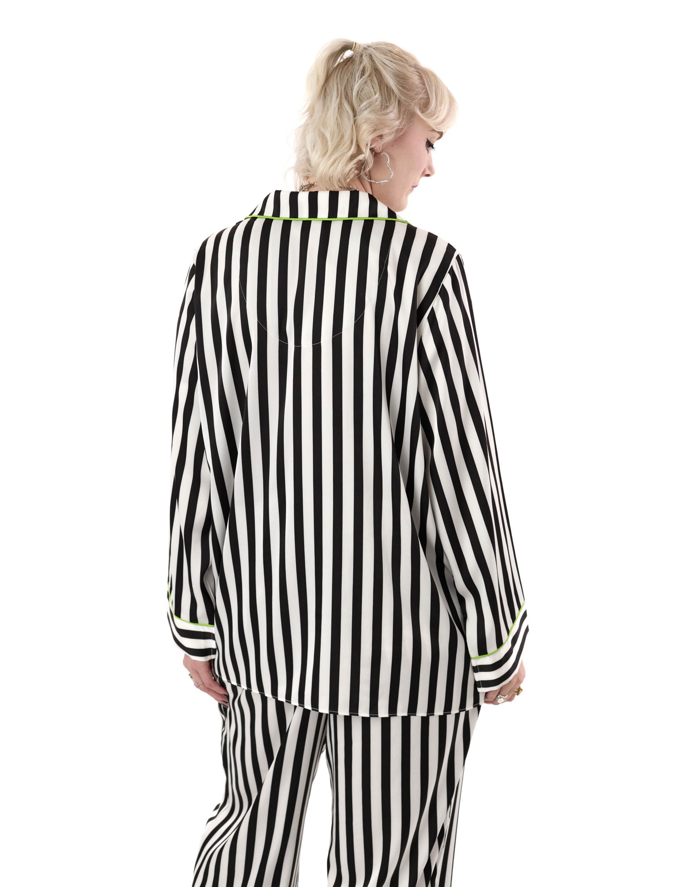Black Beetlejuice Stripey Pyjama Set, Image 2 of 6