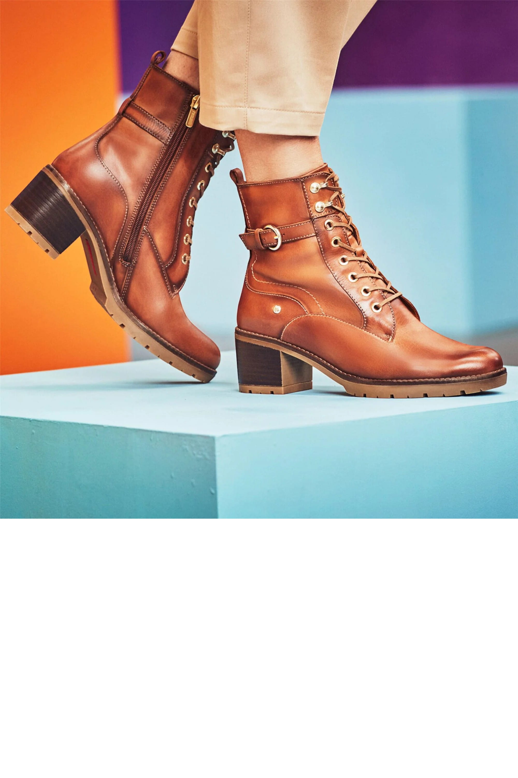 Brown Women’s Combat Ankle Boots -W7H-8510, Image 7 of 8