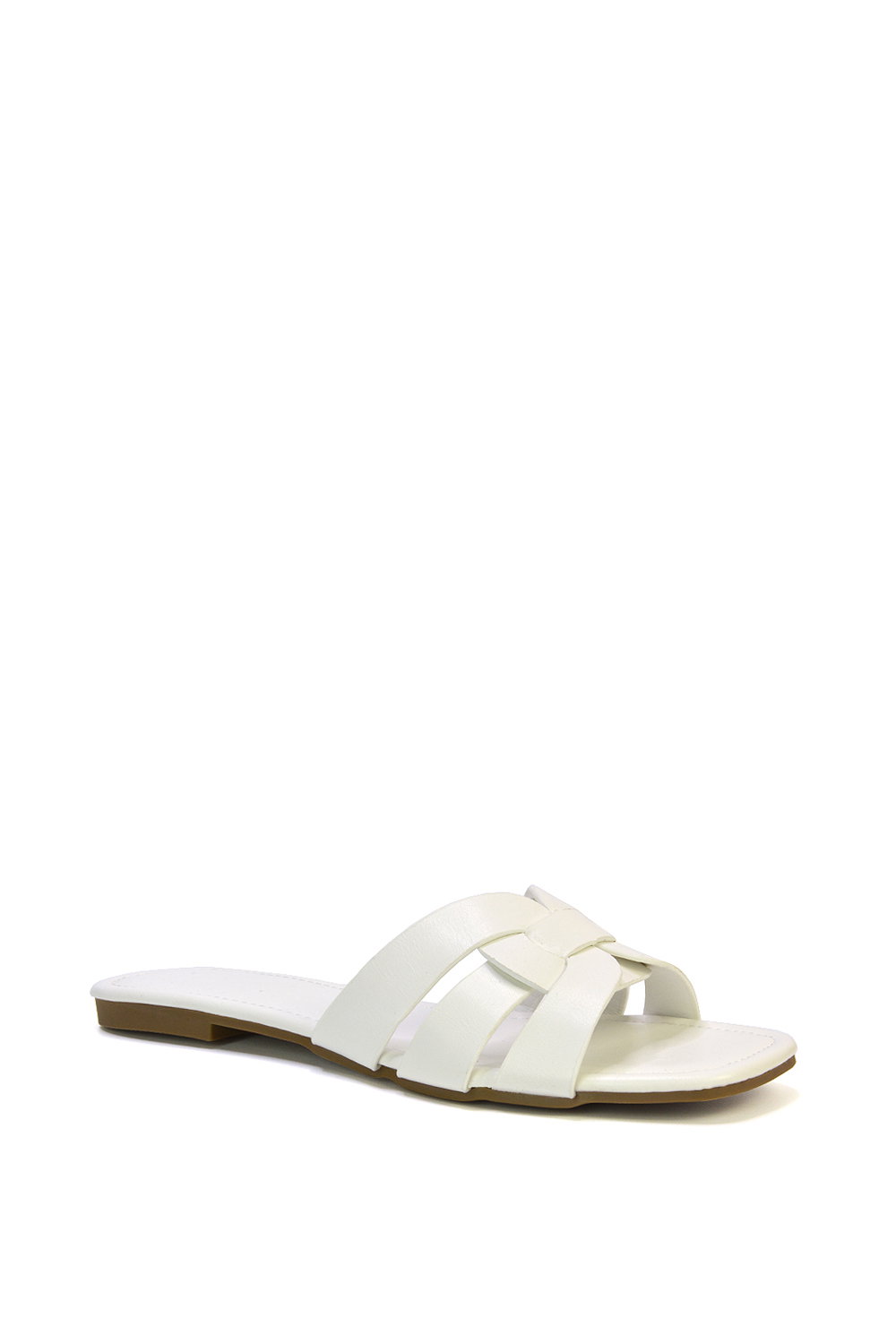 White XY LONDON White 'Luci' Strappy Slider Sandals With Square Toe, Image 2 of 5