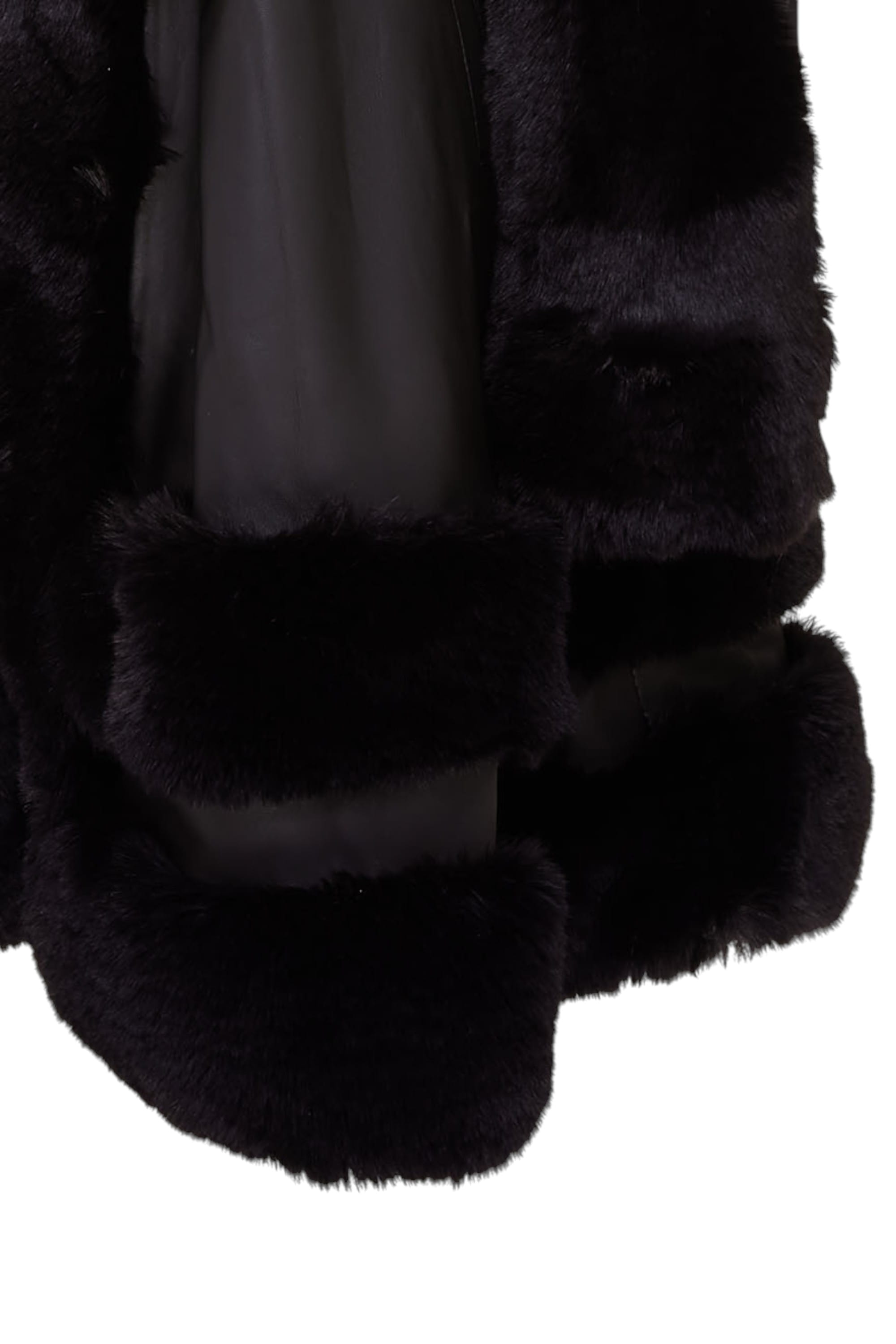 Black Flared Leather Hooded Cape Coat-Mandal, Image 6 of 6