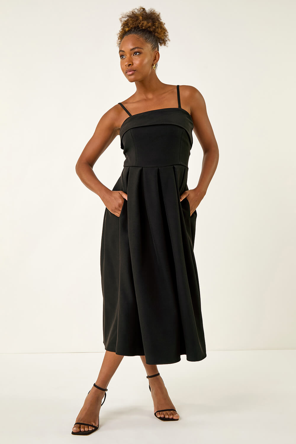 Black Bardot Premium Stretch Midi Dress, Image 3 of 5