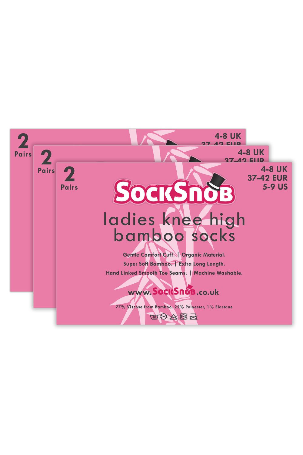 Grey Ladies 6 Pairs Long Bamboo Socks | Knee High Plain & Patterned Design Socks, Image 2 of 3