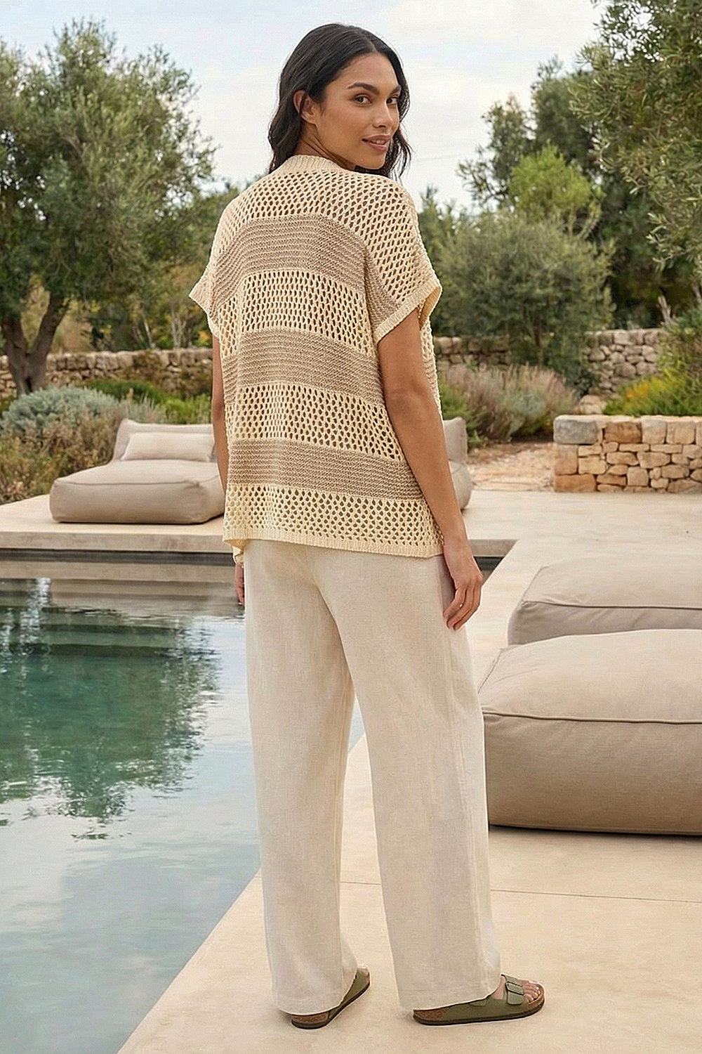 Natural Colour Block Stripe Cardigan, Image 4 of 4